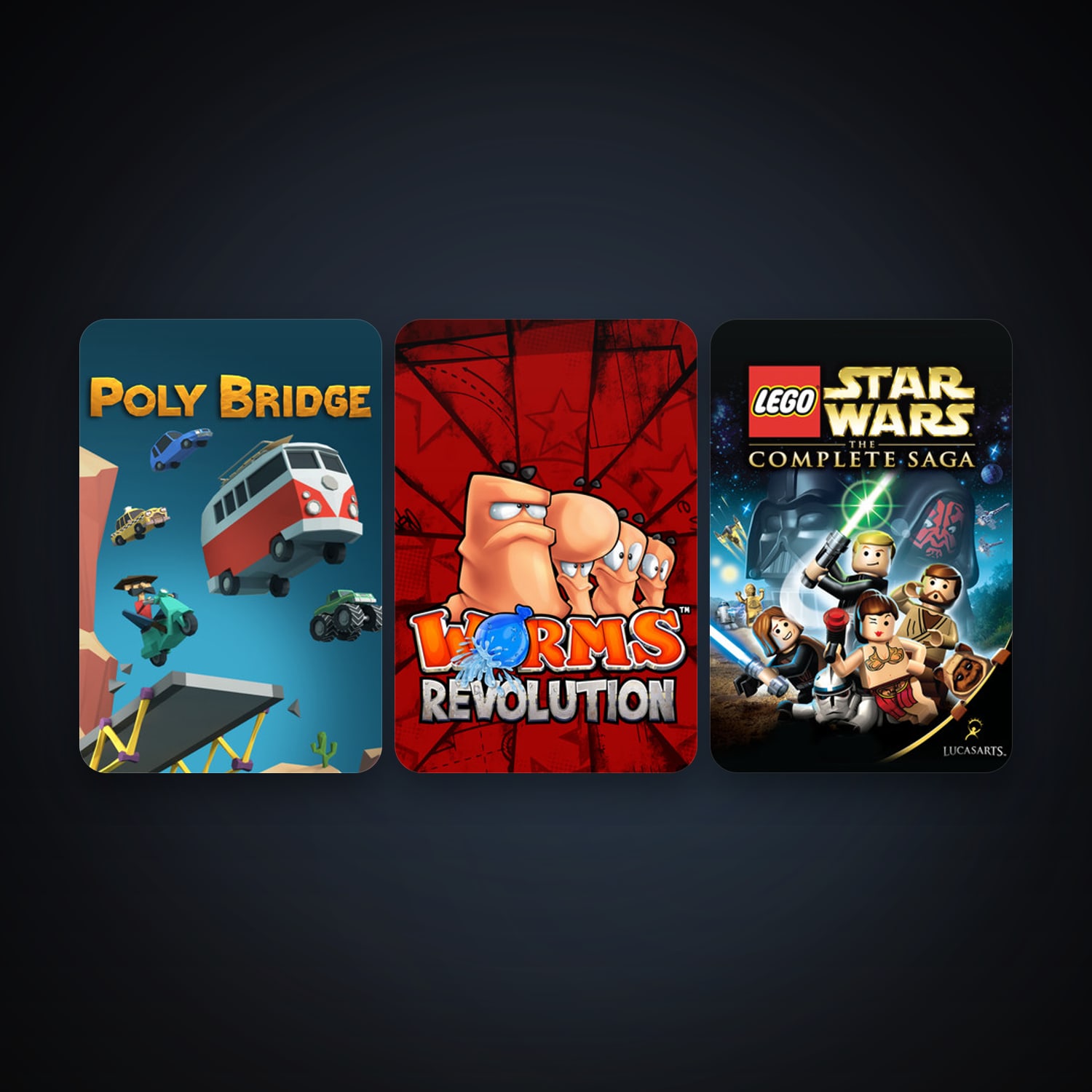LEGO Star Wars - The Complete Saga + Worms Revolution, 3 games, clean — HabibiAccounts