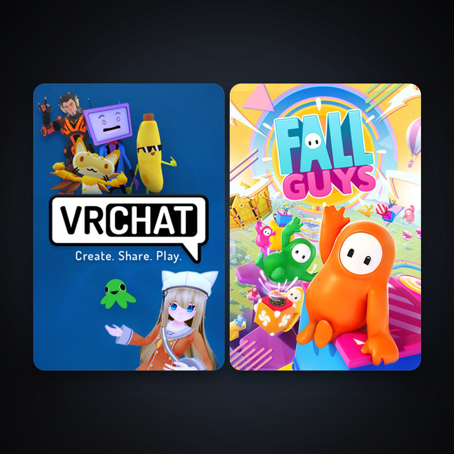 VRChat + Fall Guys, 2 games, clean — HabibiAccounts
