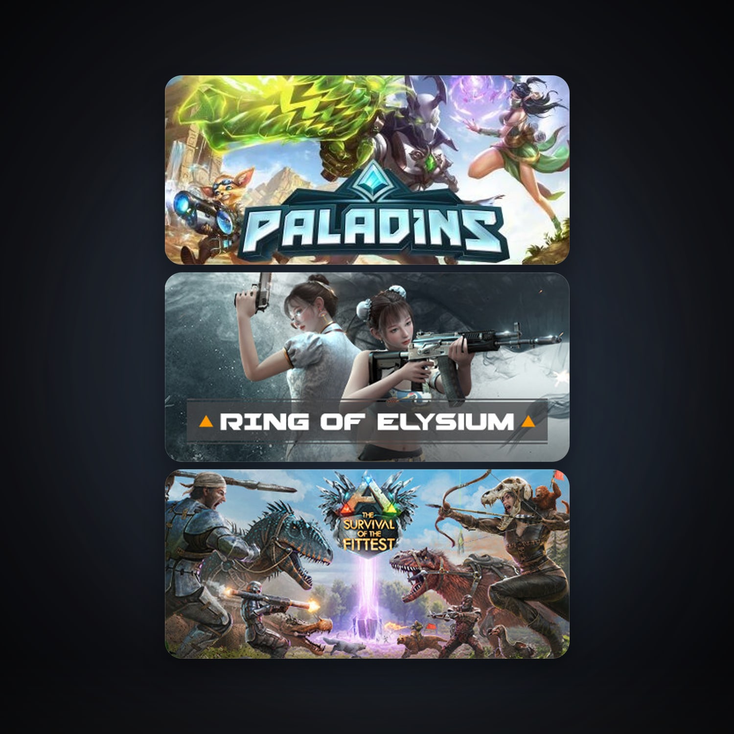ARK: The Survival Of The Fittest + Paladins, 4 games, clean — HabibiAccounts