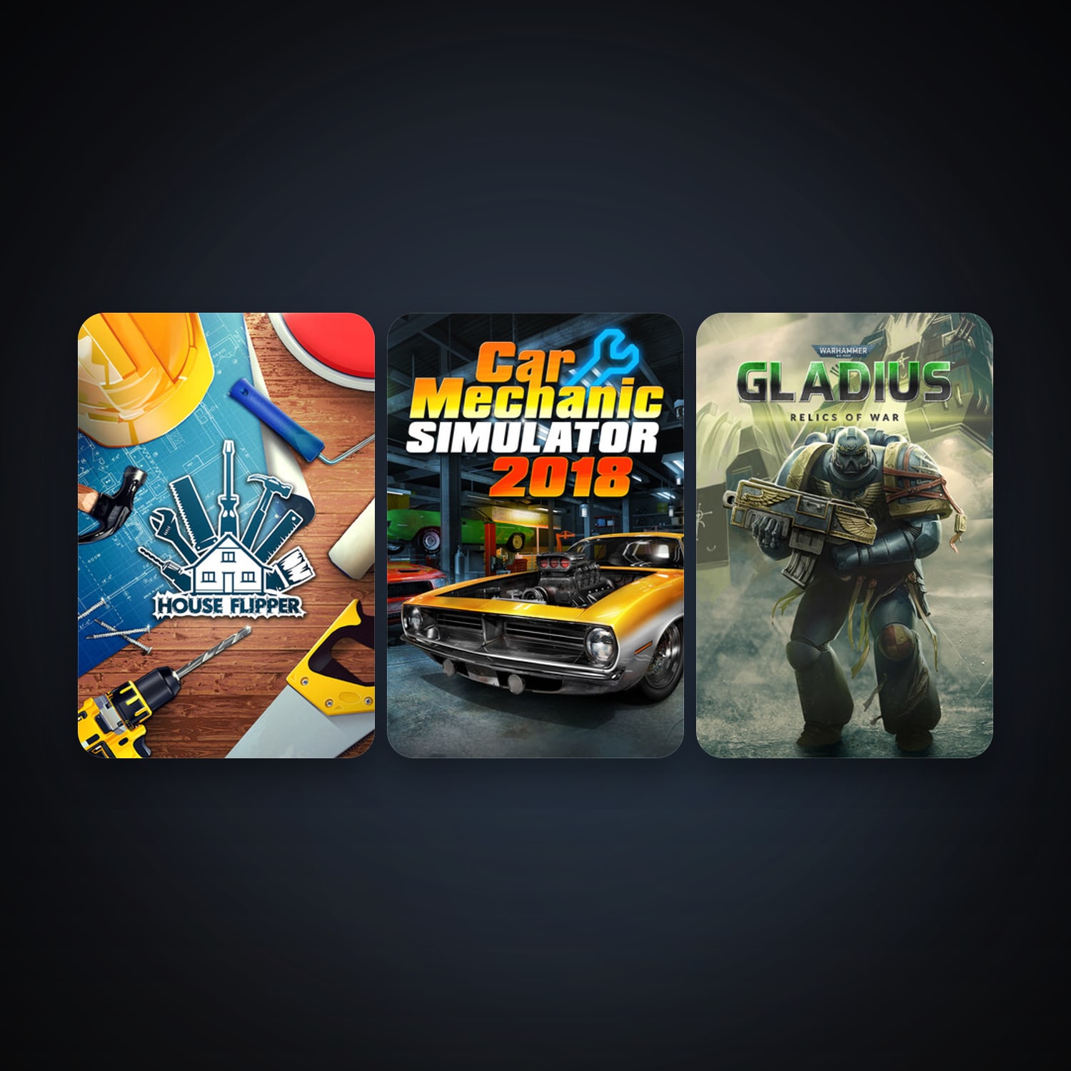 هالحساب ستيم فلين، Warhammer 40,000: Gladius - Relics of War وHouse Flipper، 4 لعبة، صامد واضح — HabibiAccounts