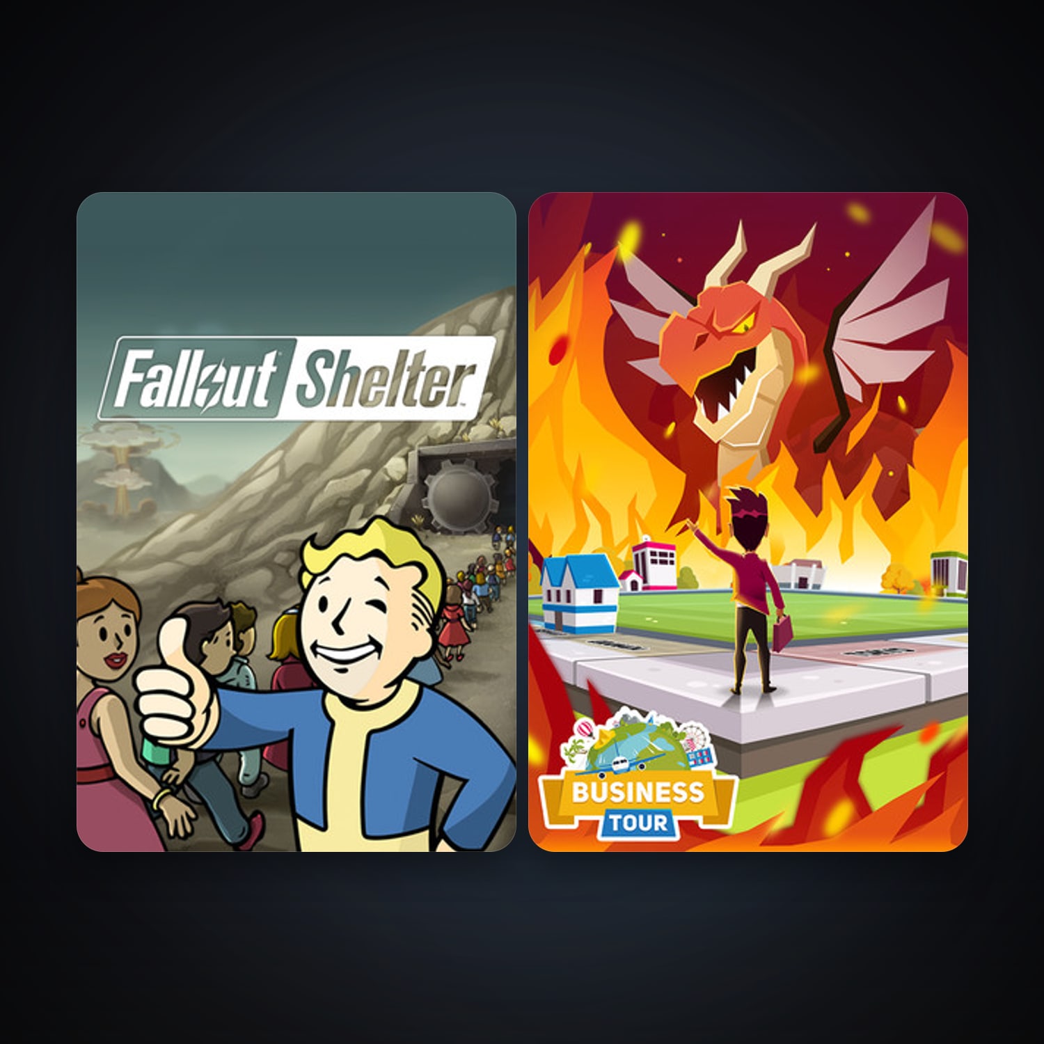 Business Tour - Board Game with Online Multiplayer + Fallout Shelter, 4 games, clean — HabibiAccounts