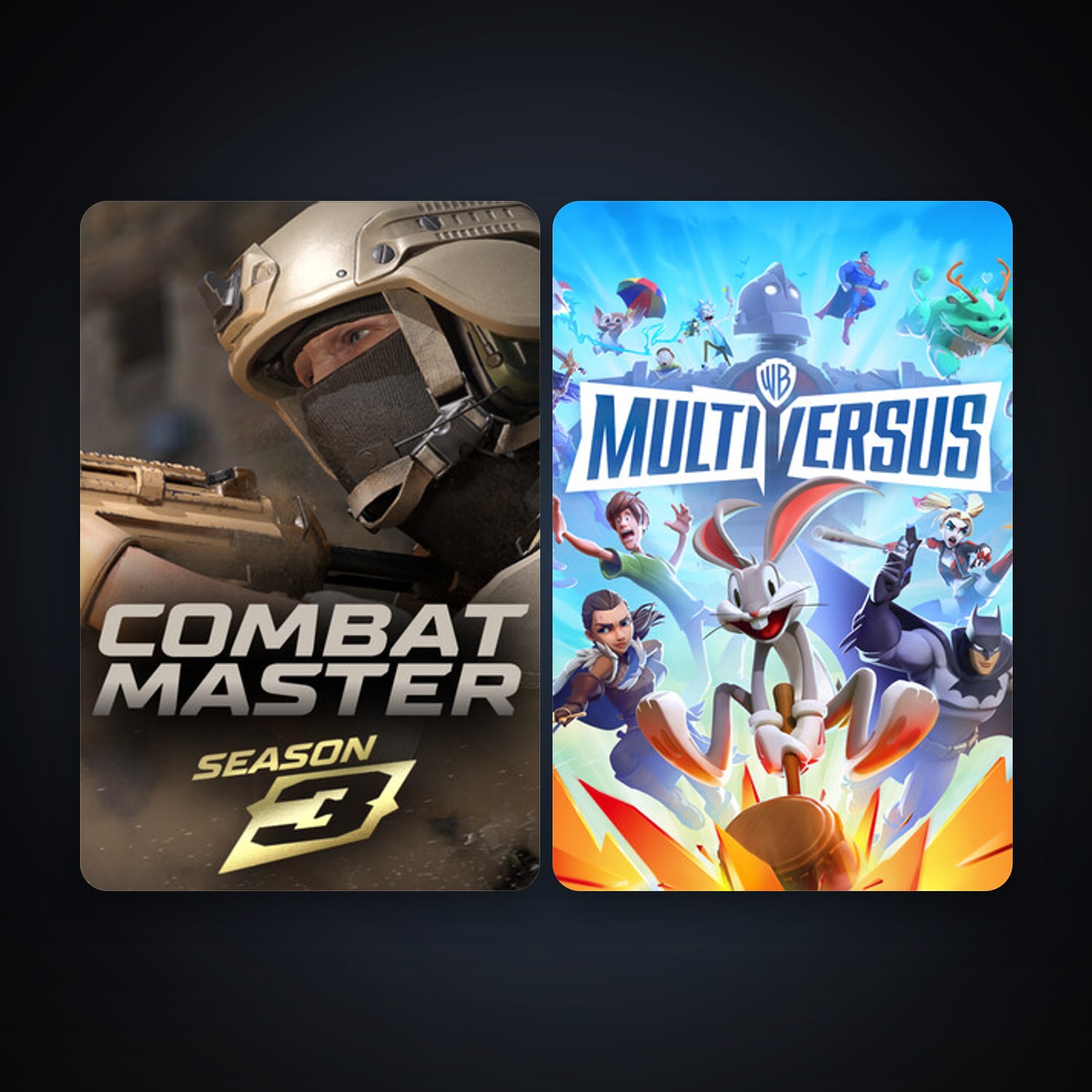 MultiVersus + Combat Master: Season 1, 3 games, clean — HabibiAccounts