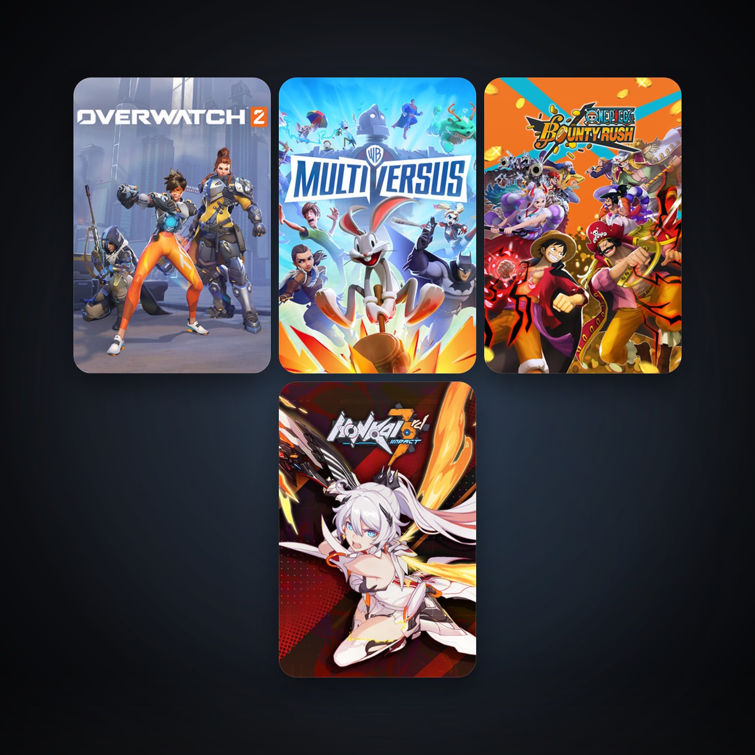 Honkai Impact 3rd + MultiVersus, 8 games, clean — HabibiAccounts