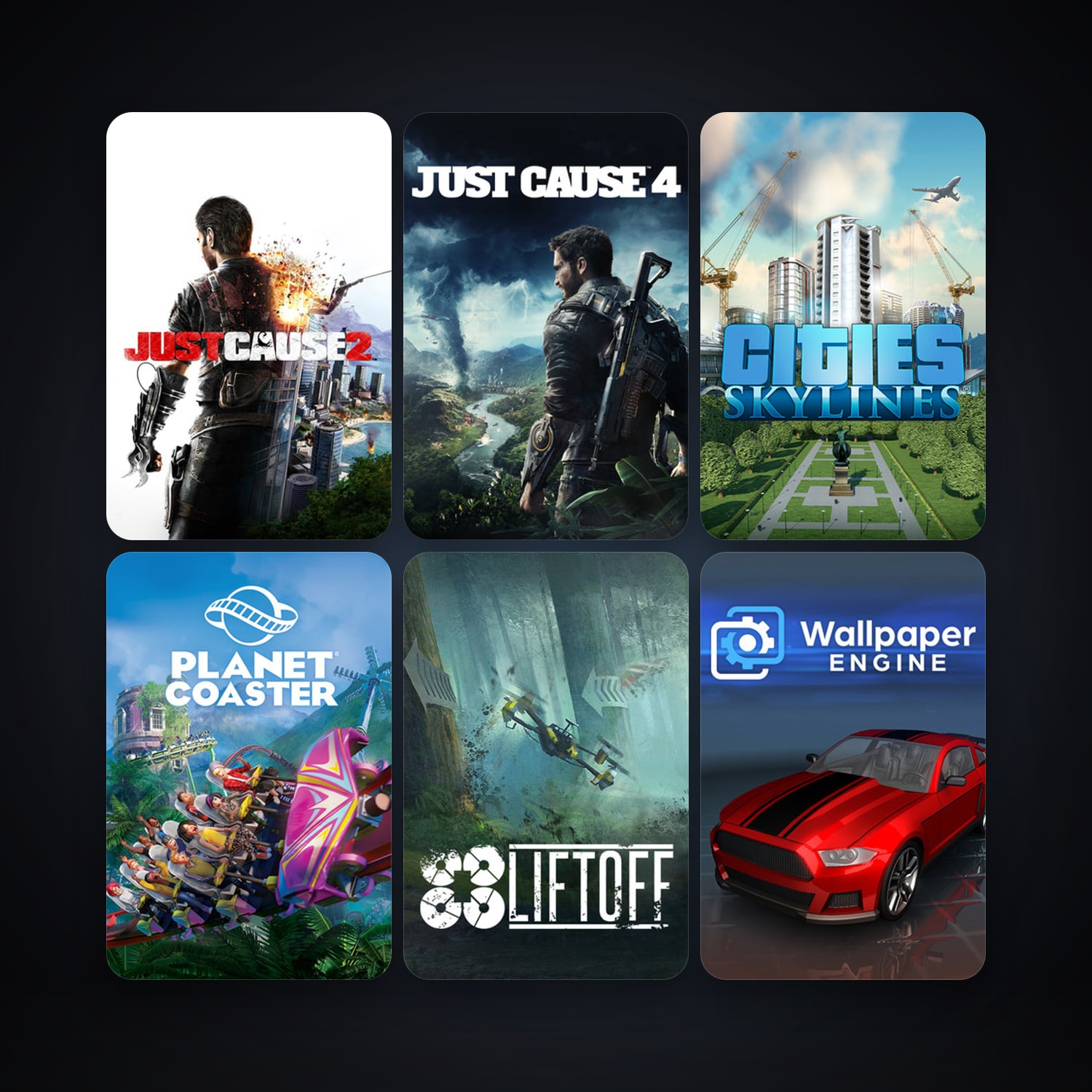 Just Cause 2 + Cities: Skylines, 9 games, clean — HabibiAccounts