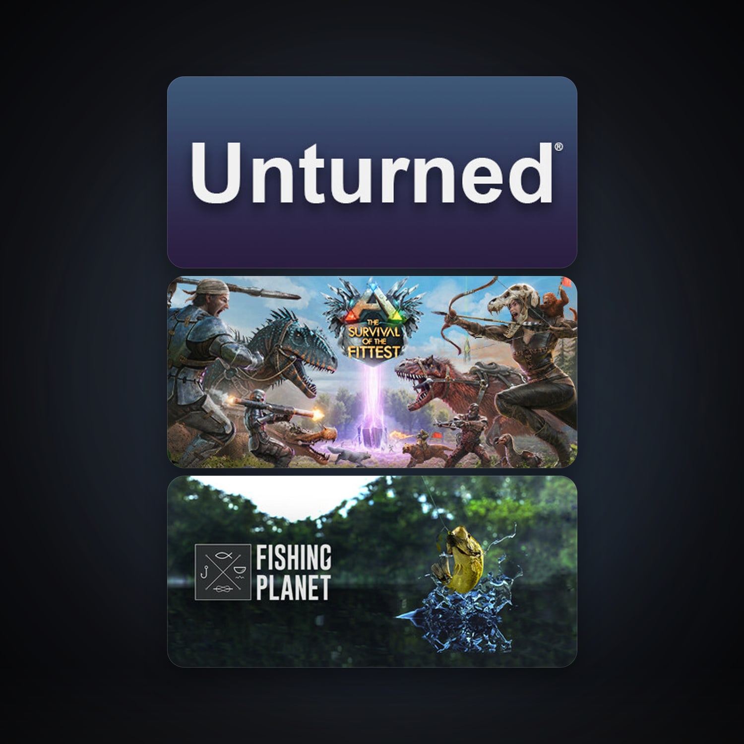 Unturned + Fishing Planet, 9 games, clean — HabibiAccounts