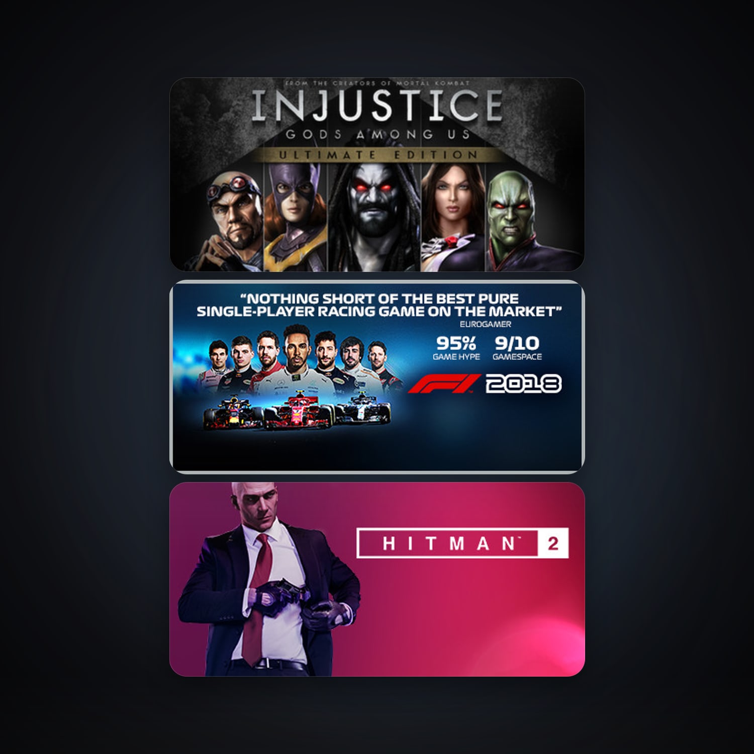 Injustice: Gods Among Us Ultimate Edition + F1 2018, 4 games, clean — HabibiAccounts