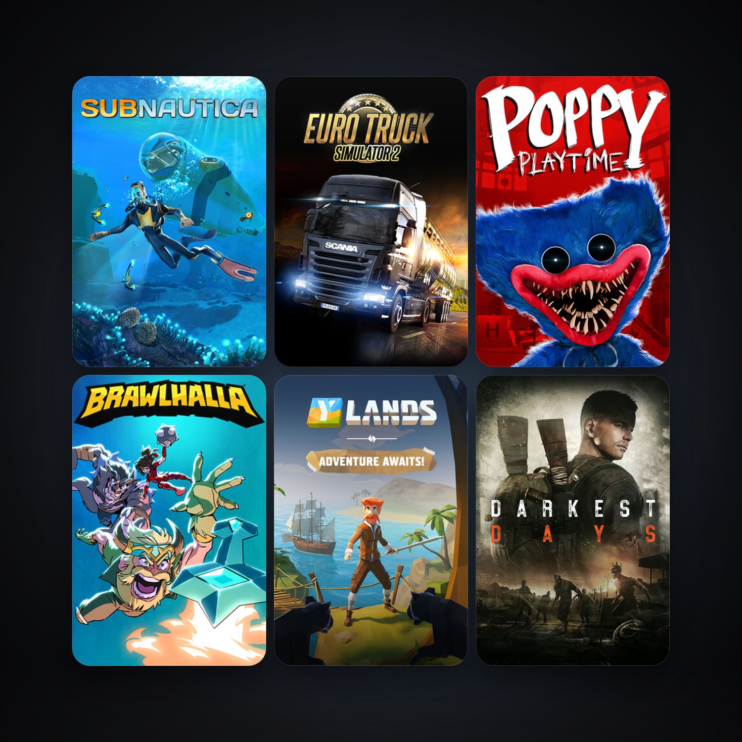 Euro Truck Simulator 2 + Subnautica, 14 games, clean — HabibiAccounts