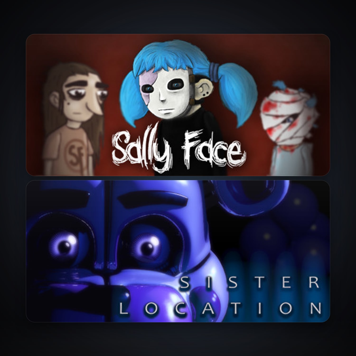 Five Nights at Freddy's: Sister Location + Sally Face - Episode One, 2 games, clean — HabibiAccounts