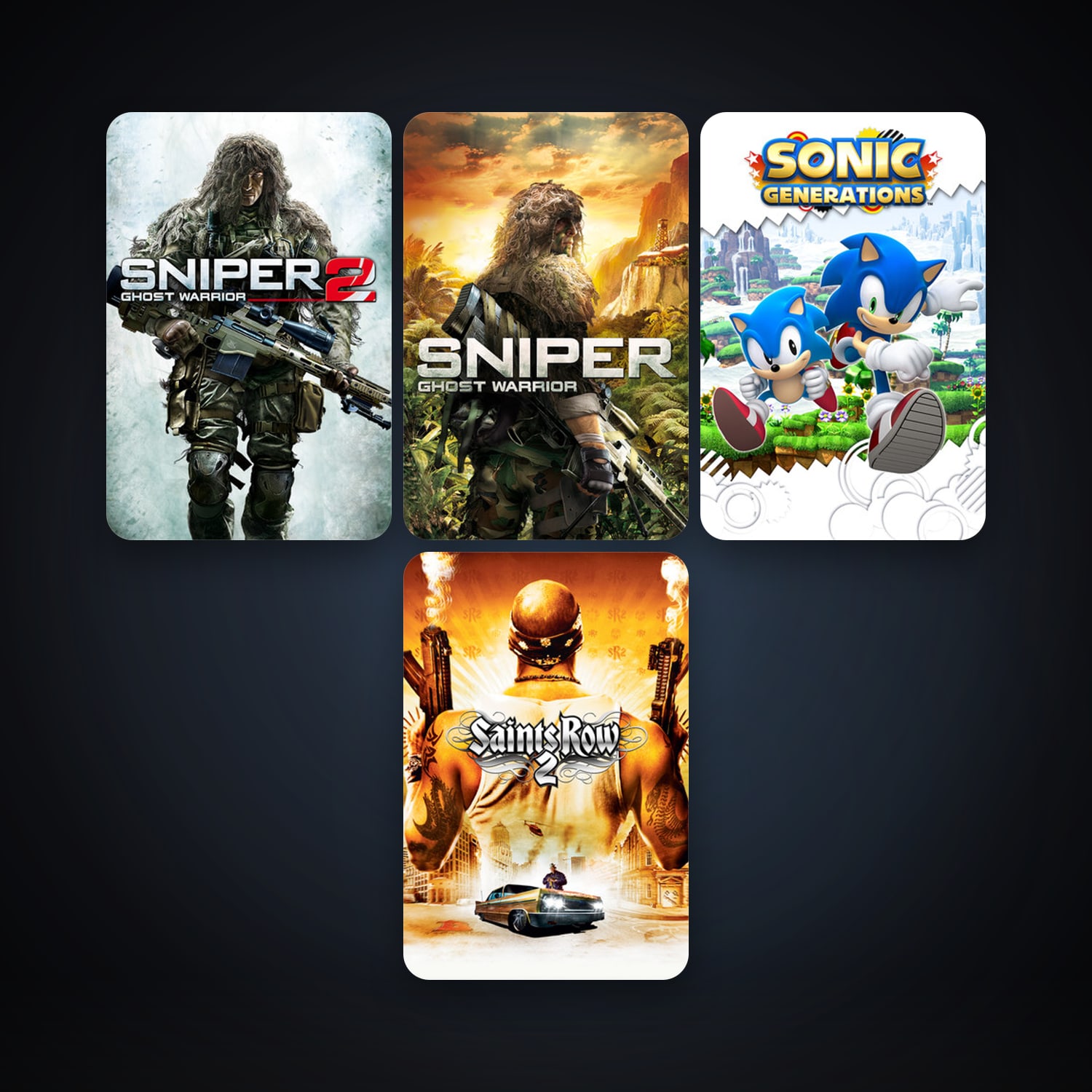 Saints Row 2 + Sniper: Ghost Warrior, 7 games, clean — HabibiAccounts