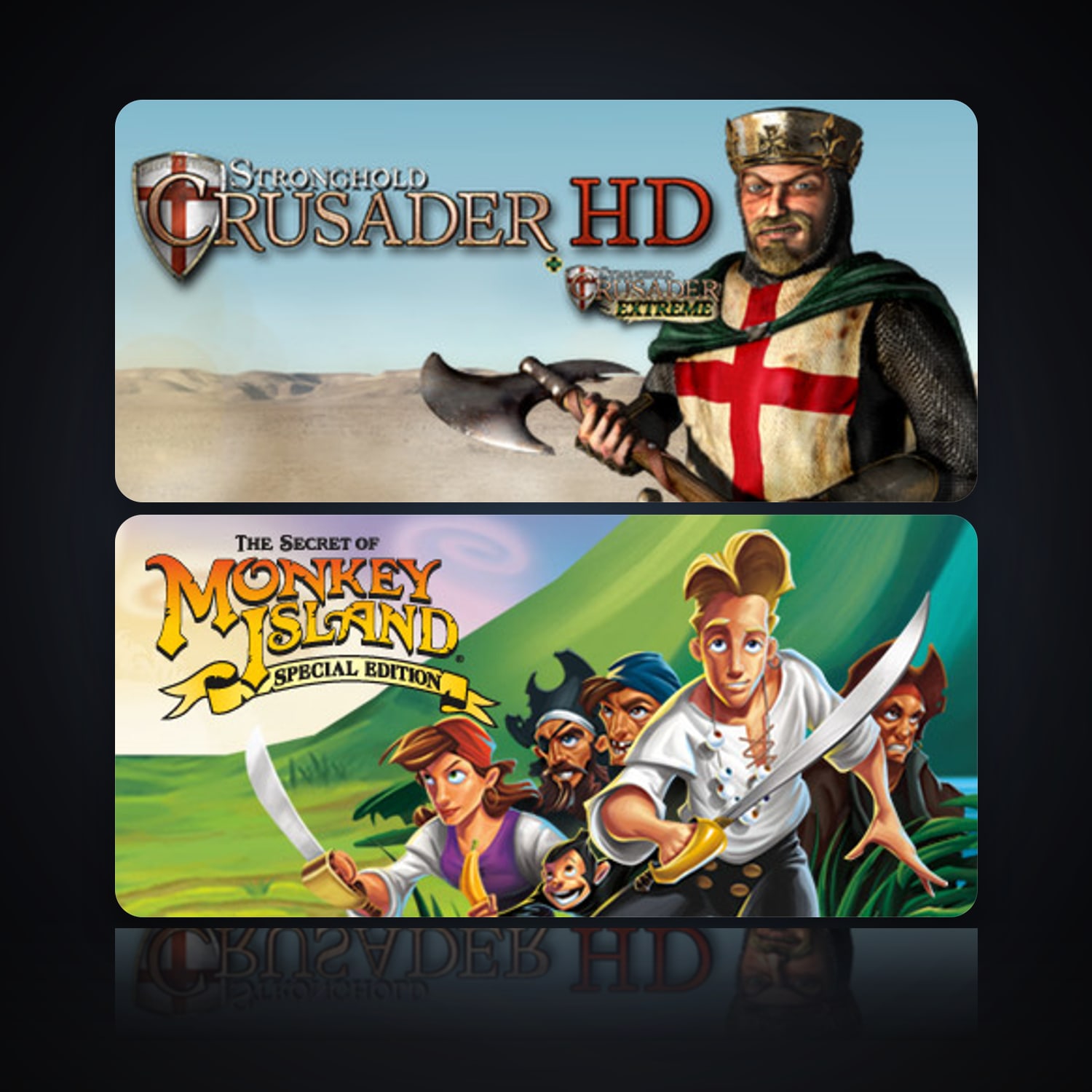 هالحساب ستيم فلين، The Secret of Monkey Island: Special Edition وStronghold Crusader HD، 3 لعبة، صامد واضح — HabibiAccounts