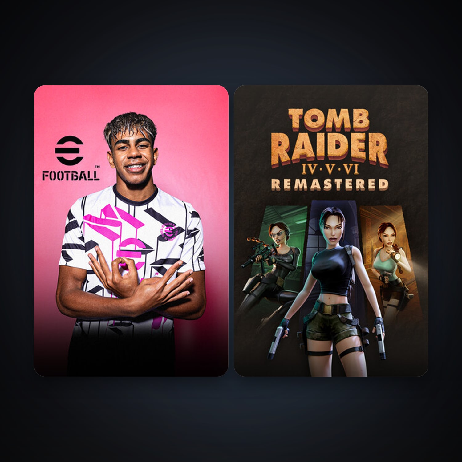 eFootball 2024 + Tomb Raider IV-VI Remastered, 2 games, clean — HabibiAccounts