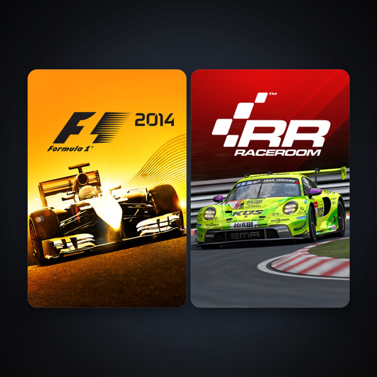 RaceRoom Racing Experience + F1 2014, 2 games, clean — HabibiAccounts