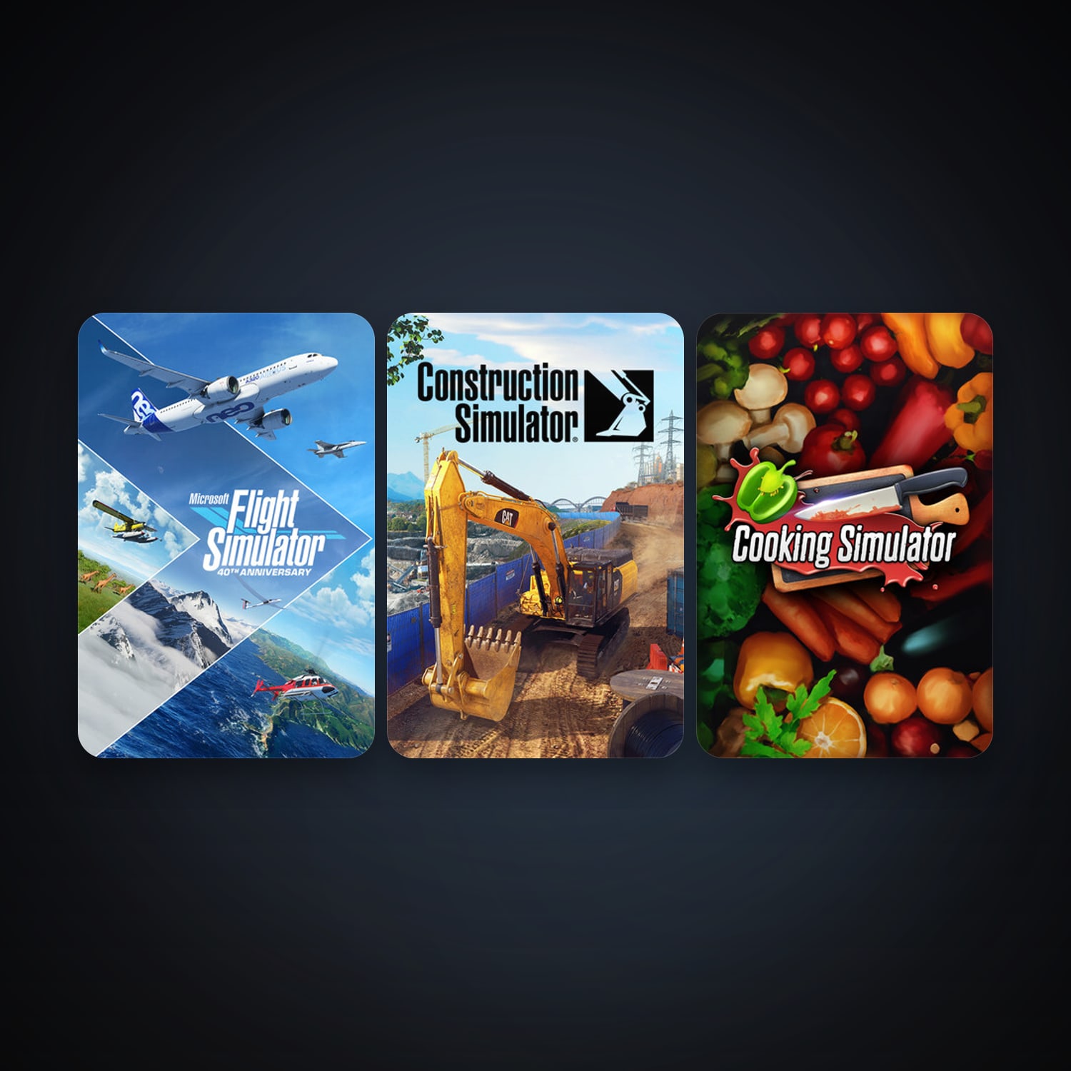 Cooking Simulator + Microsoft Flight Simulator Game of the Year Edition, 3 games, clean — HabibiAccounts