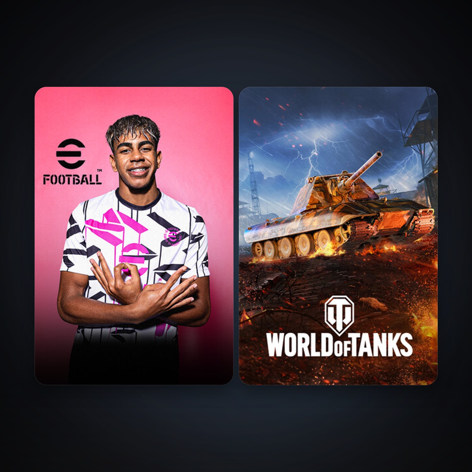 World of Tanks + eFootball 2024, 6 games, clean — HabibiAccounts