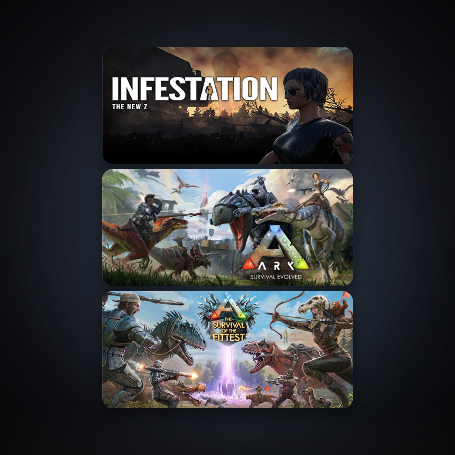 ARK: Survival Evolved + ARK: The Survival Of The Fittest, 3 games, clean — HabibiAccounts