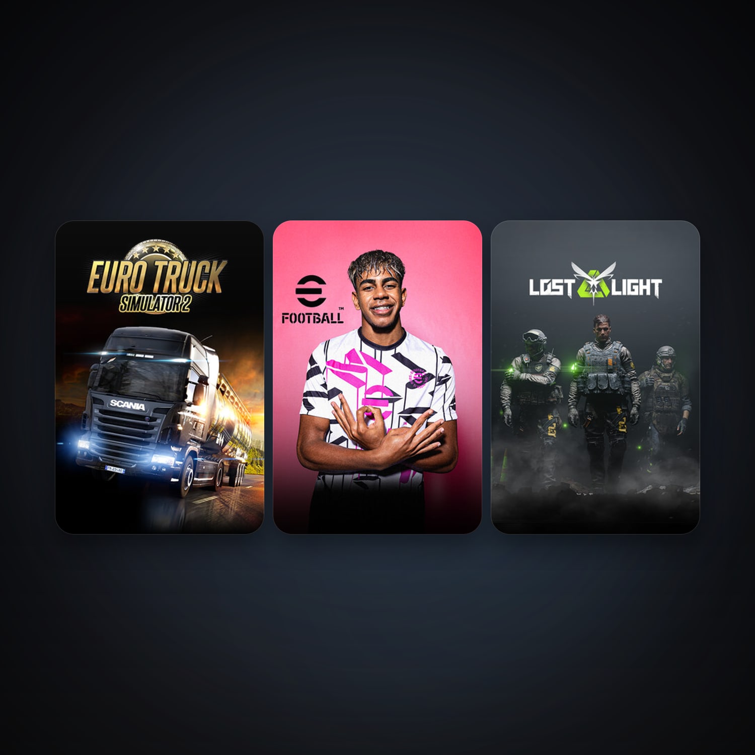 Euro Truck Simulator 2 + eFootball 2024, 3 games, clean — HabibiAccounts
