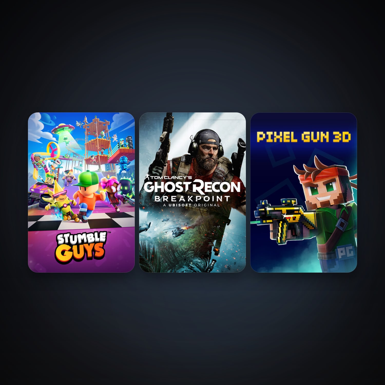 Stumble Guys + Tom Clancy's Ghost Recon Breakpoint, 3 games, clean — HabibiAccounts
