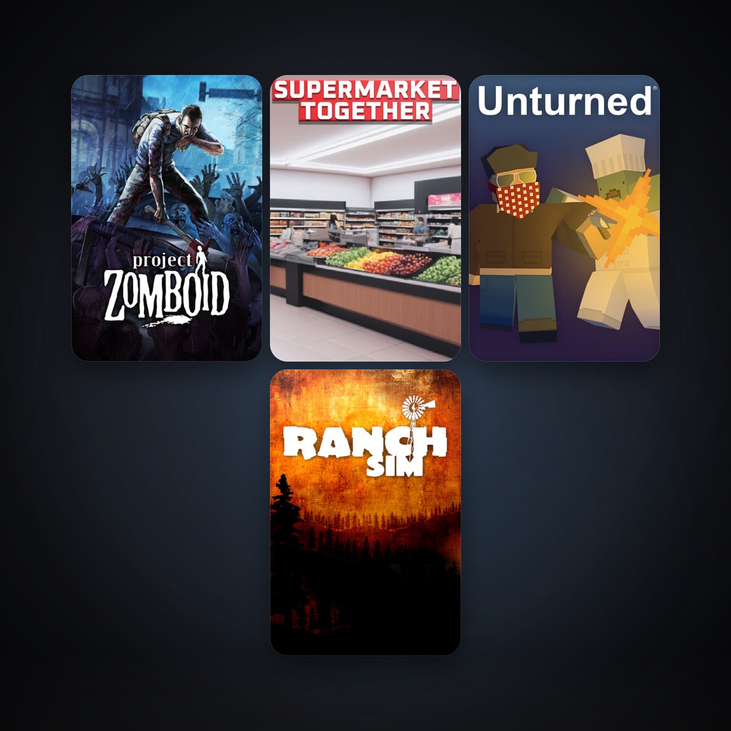 Project Zomboid + Unturned, 7 games, clean — HabibiAccounts