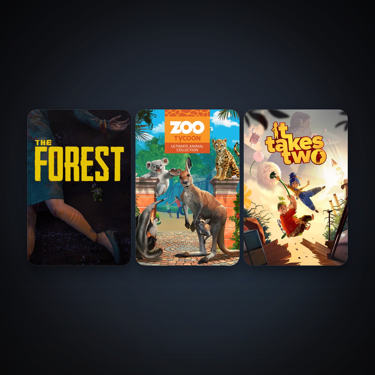 The Forest + Zoo Tycoon: Ultimate Animal Collection, 6 games, clean — HabibiAccounts