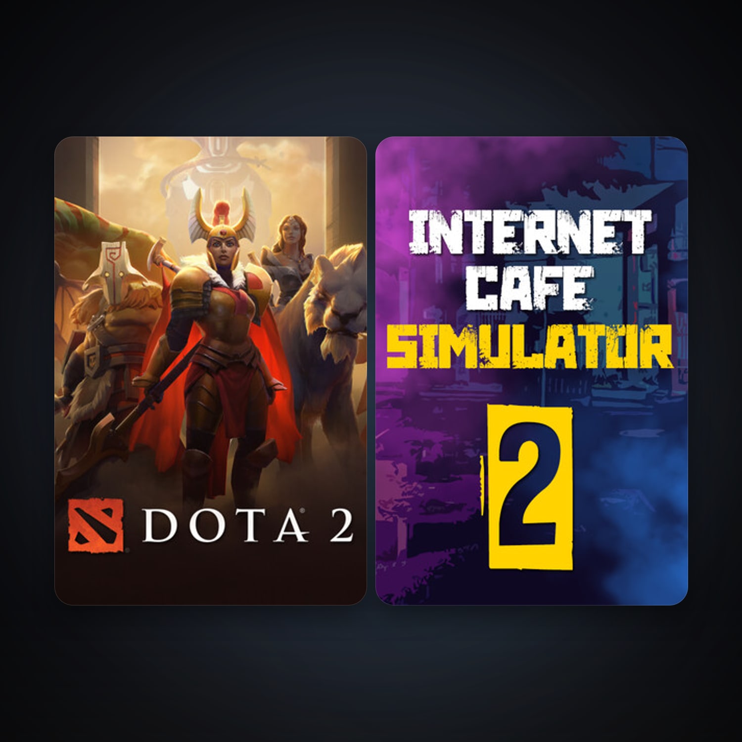 Dota 2 + Internet Cafe Simulator 2, 2 games, clean — HabibiAccounts