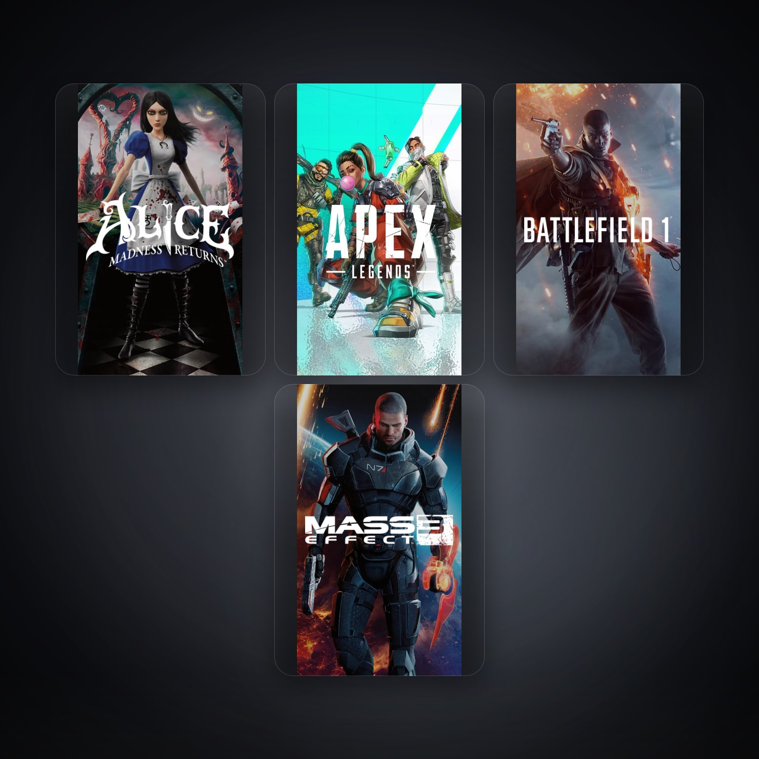 حساب إي إيه فيه Alice: Madness Returns وApex Legends، CN، 4 ألعاب — HabibiAccounts