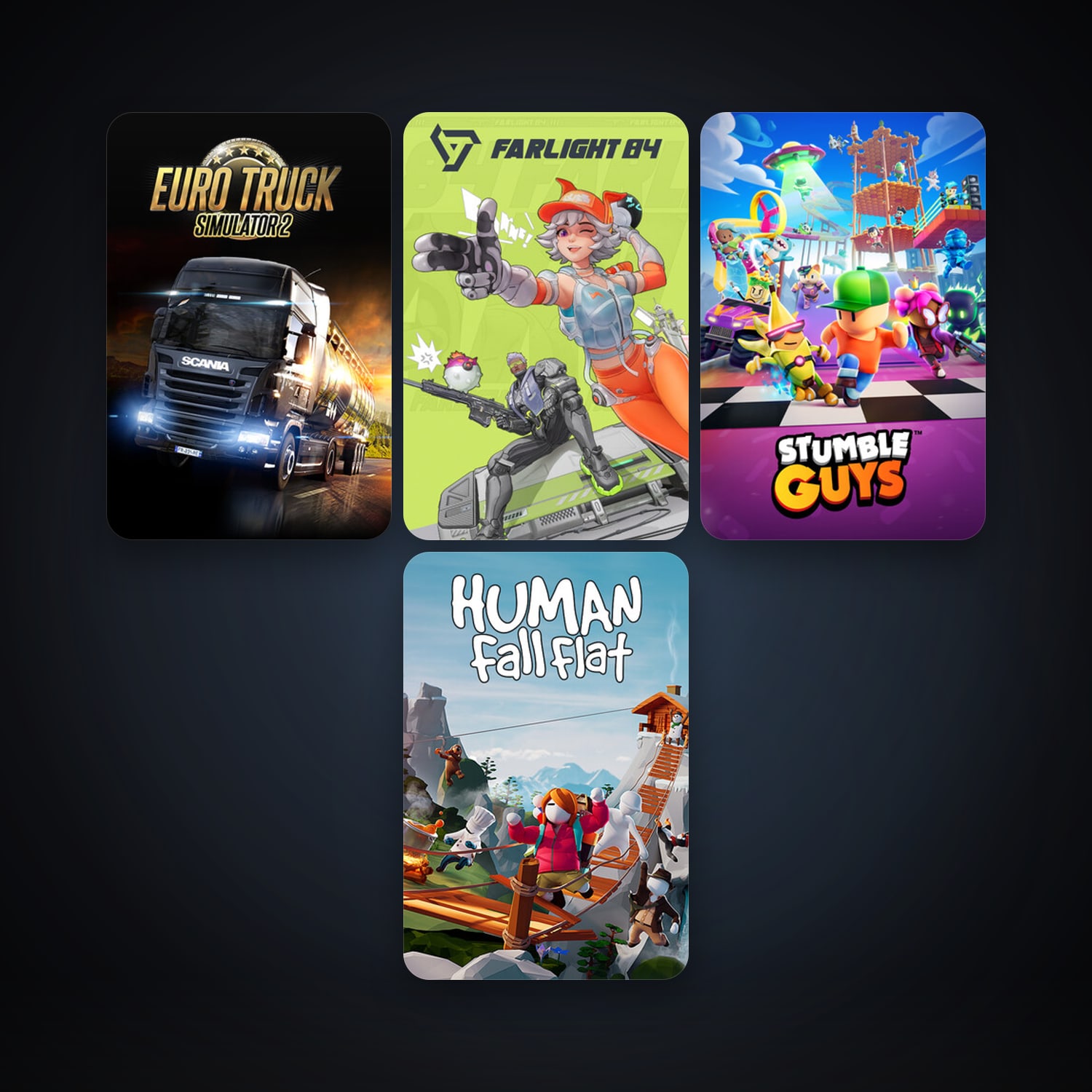 Euro Truck Simulator 2 + Human: Fall Flat, 9 games, clean — HabibiAccounts