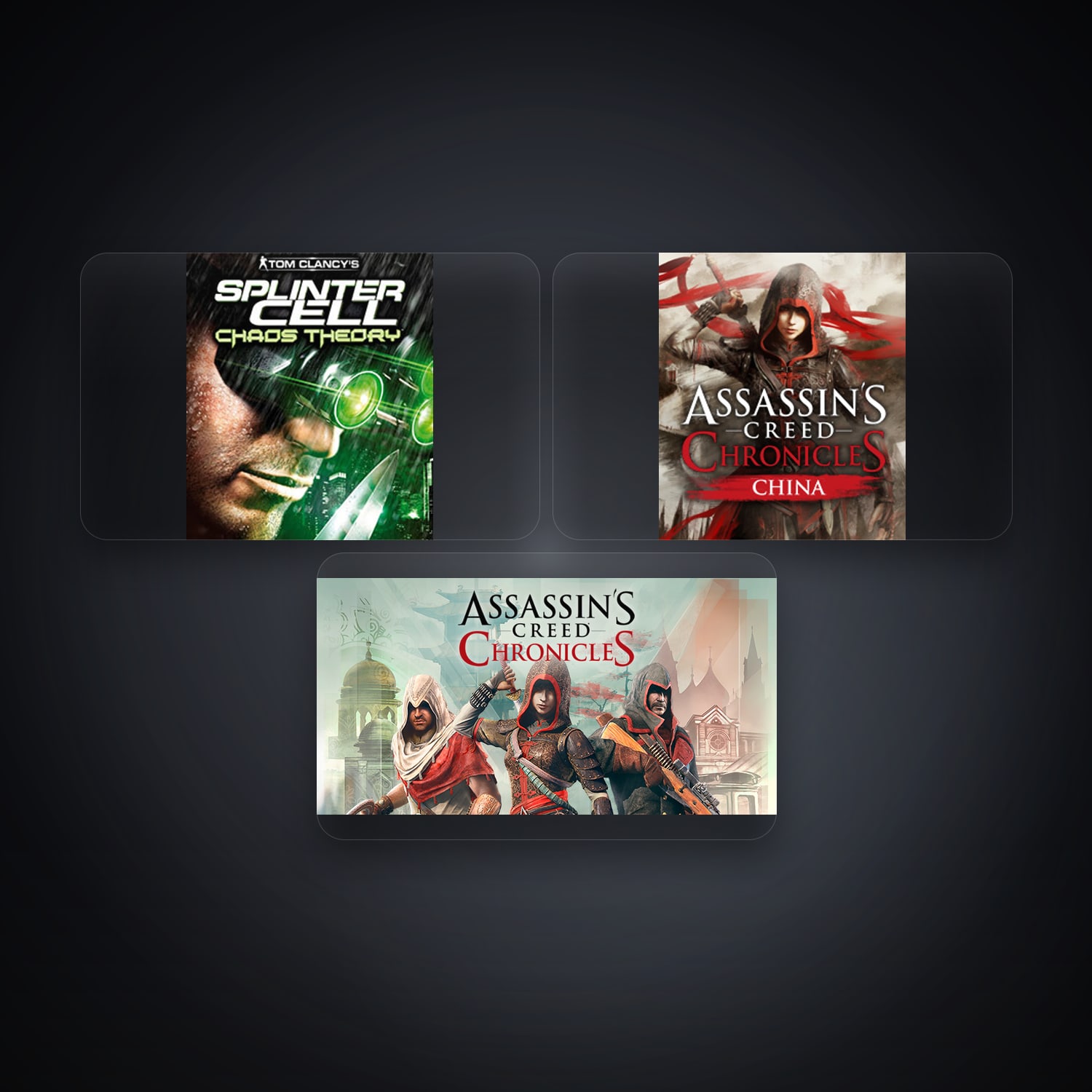 Ubisoft Tom Clancy's Splinter Cell Chaos Theory + Assassin's Creed Chronicles China — IN — 4 games — HabibiAccounts