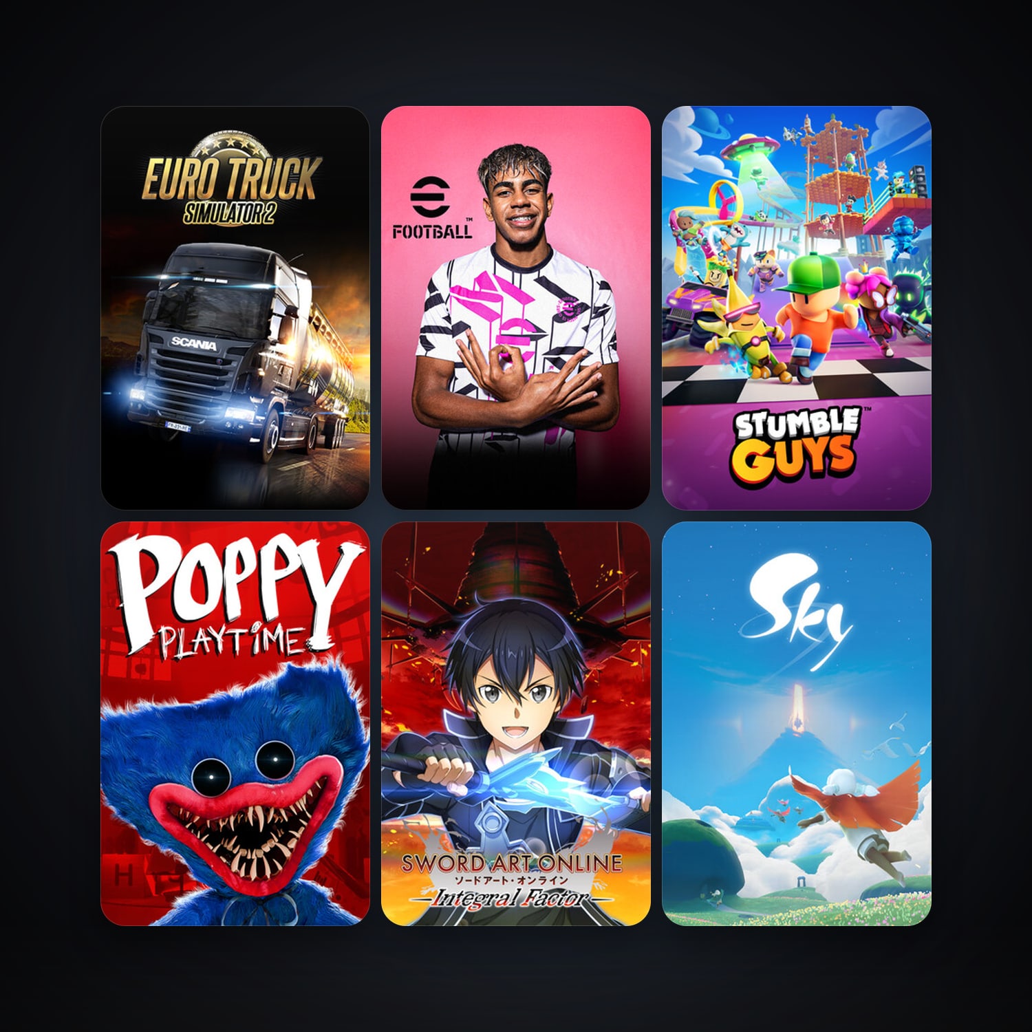 Euro Truck Simulator 2 + eFootball 2024, 12 games, clean — HabibiAccounts
