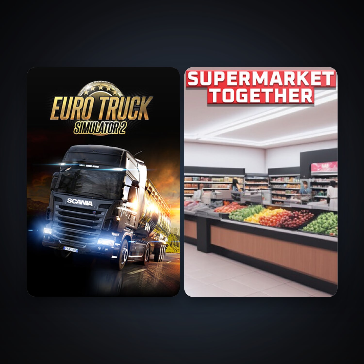 Euro Truck Simulator 2 + Supermarket Together, 3 games, clean — HabibiAccounts