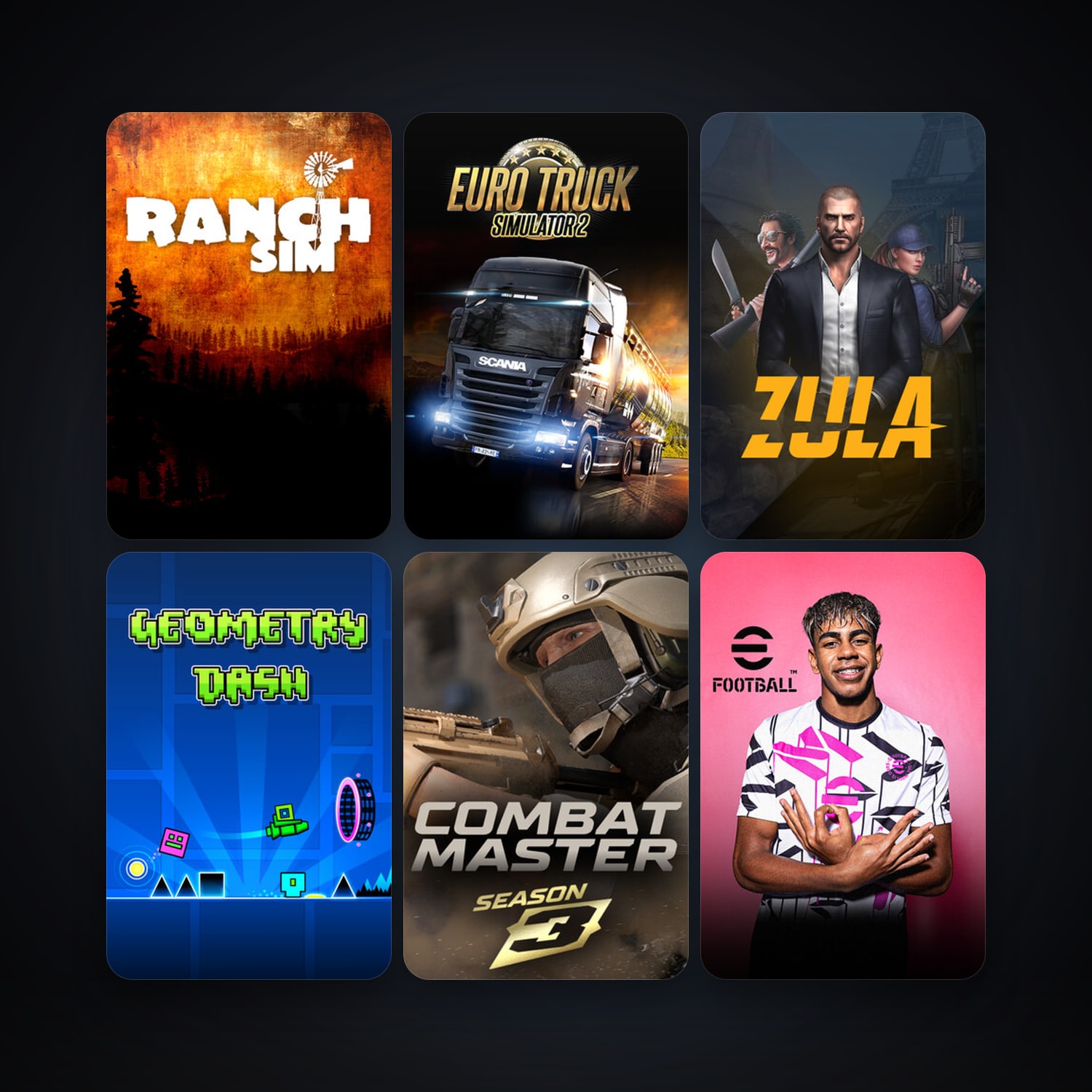 Euro Truck Simulator 2 + Geometry Dash, 11 games, clean — HabibiAccounts
