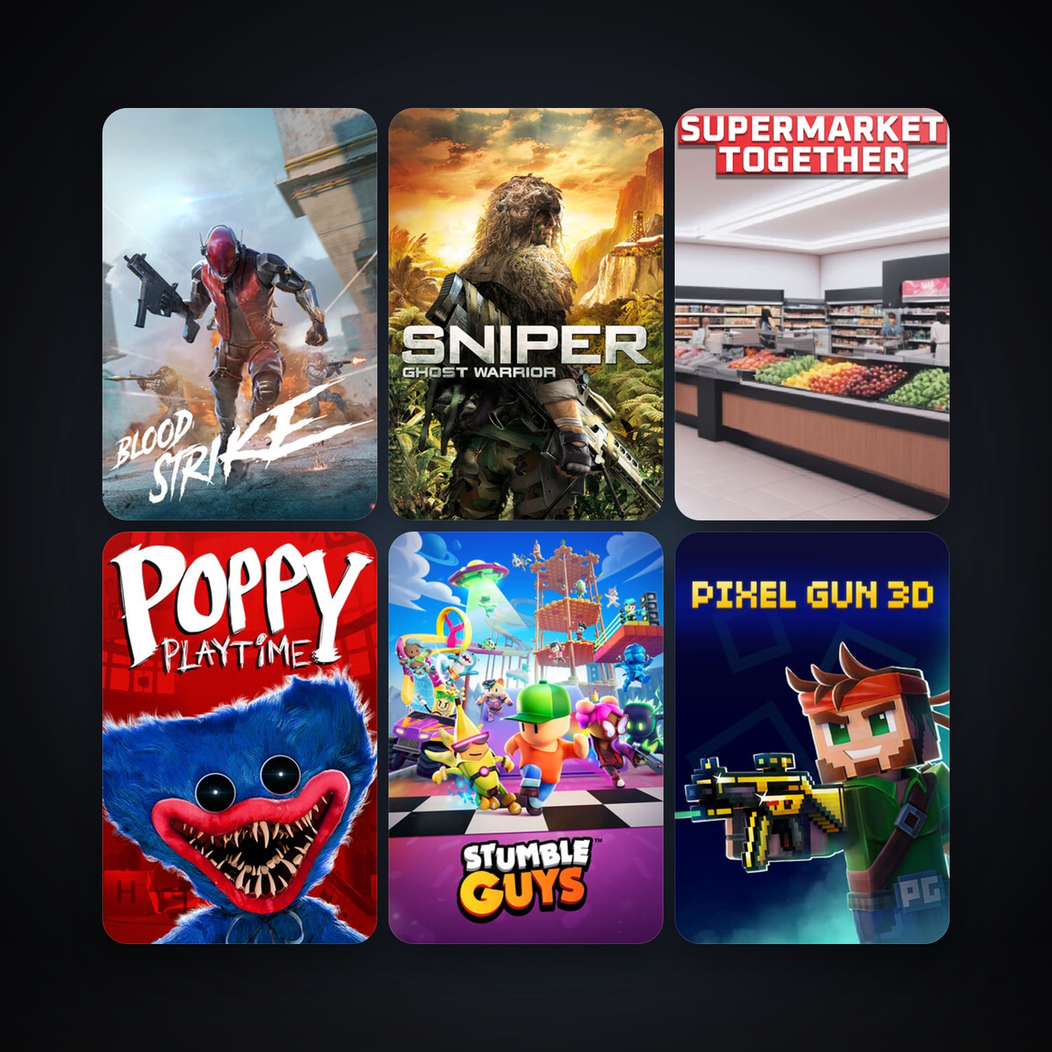 Sniper: Ghost Warrior + Stumble Guys, 9 games, clean — HabibiAccounts