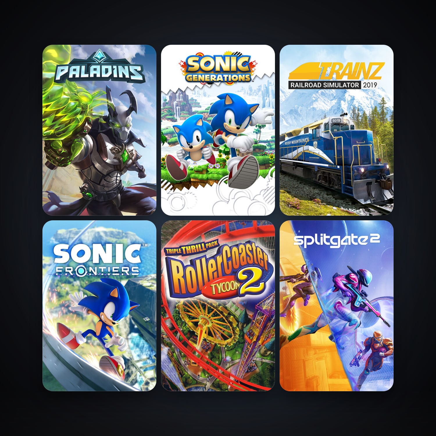 Sonic Generations Collection + RollerCoaster Tycoon 2: Triple Thrill Pack, 8 games, clean — HabibiAccounts