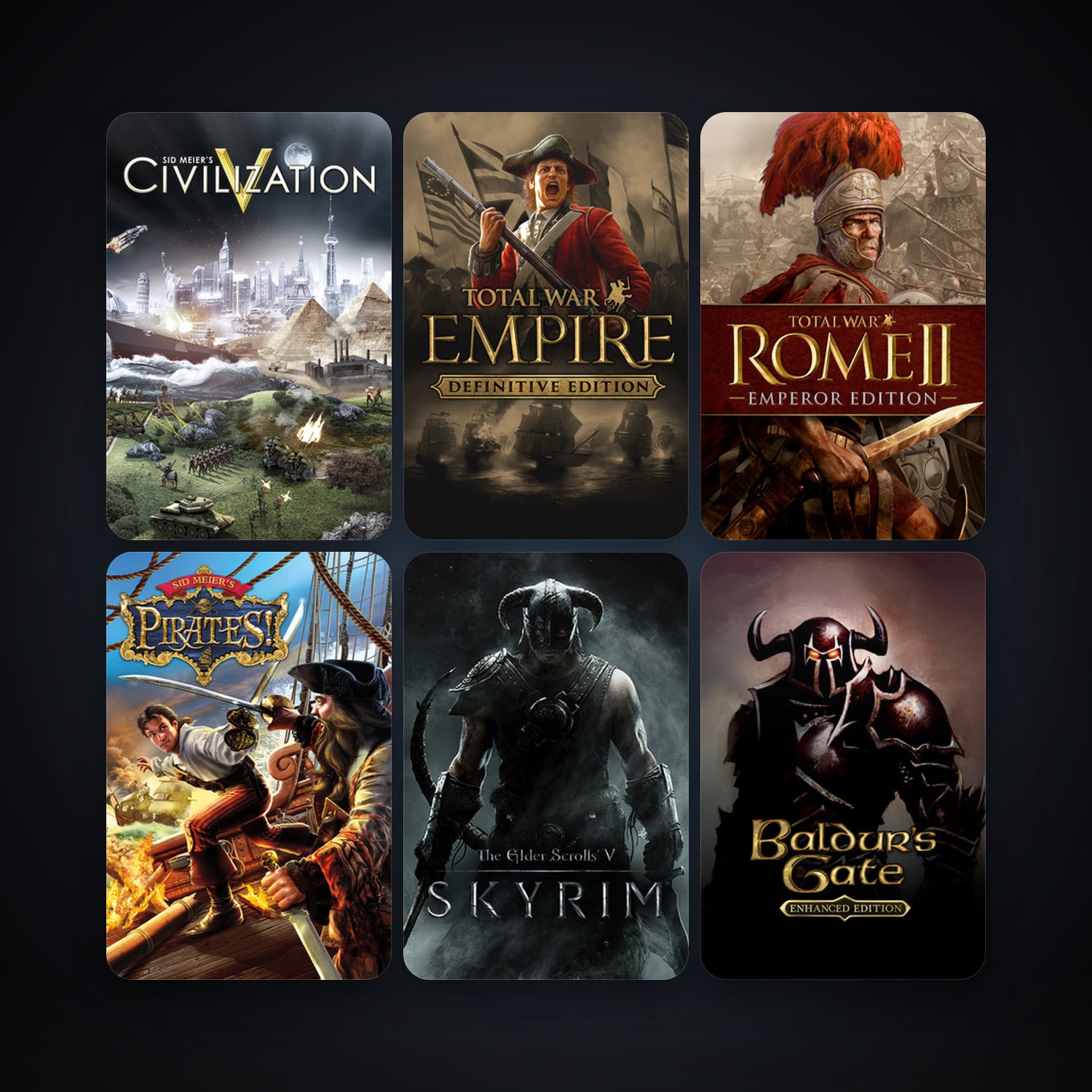 Sid Meier's Pirates! + Sid Meier's Civilization V, 16 games, clean — HabibiAccounts