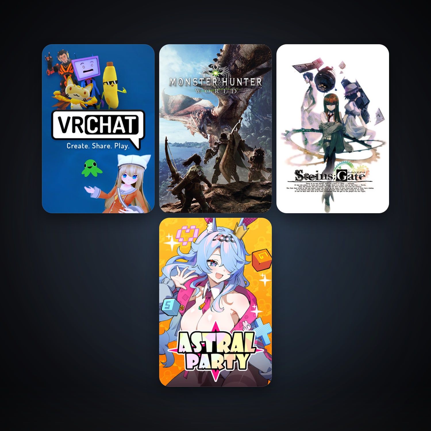 STEINS;GATE + VRChat, 9 games, clean — HabibiAccounts