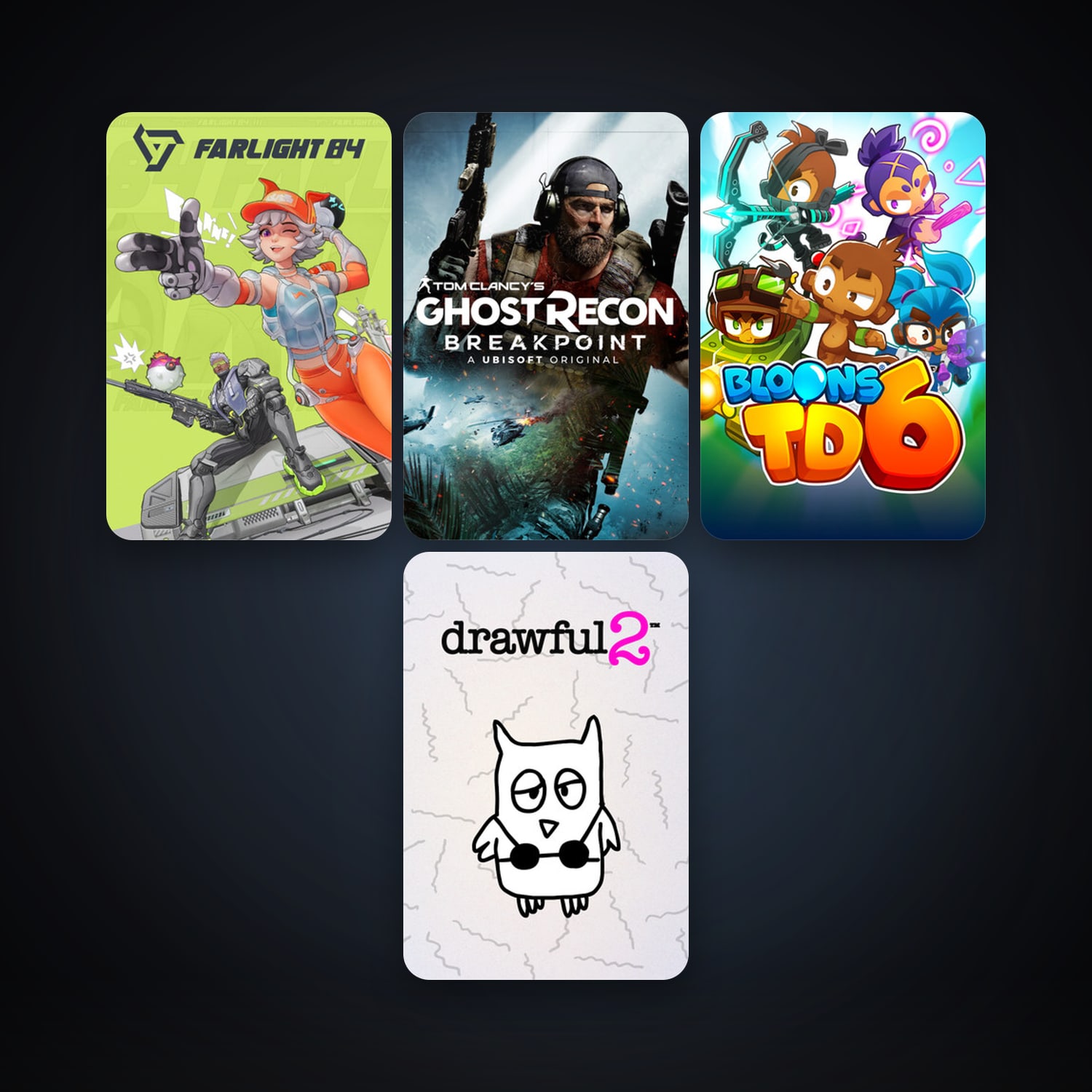 Drawful 2 + Bloons TD 6, 8 games, clean — HabibiAccounts
