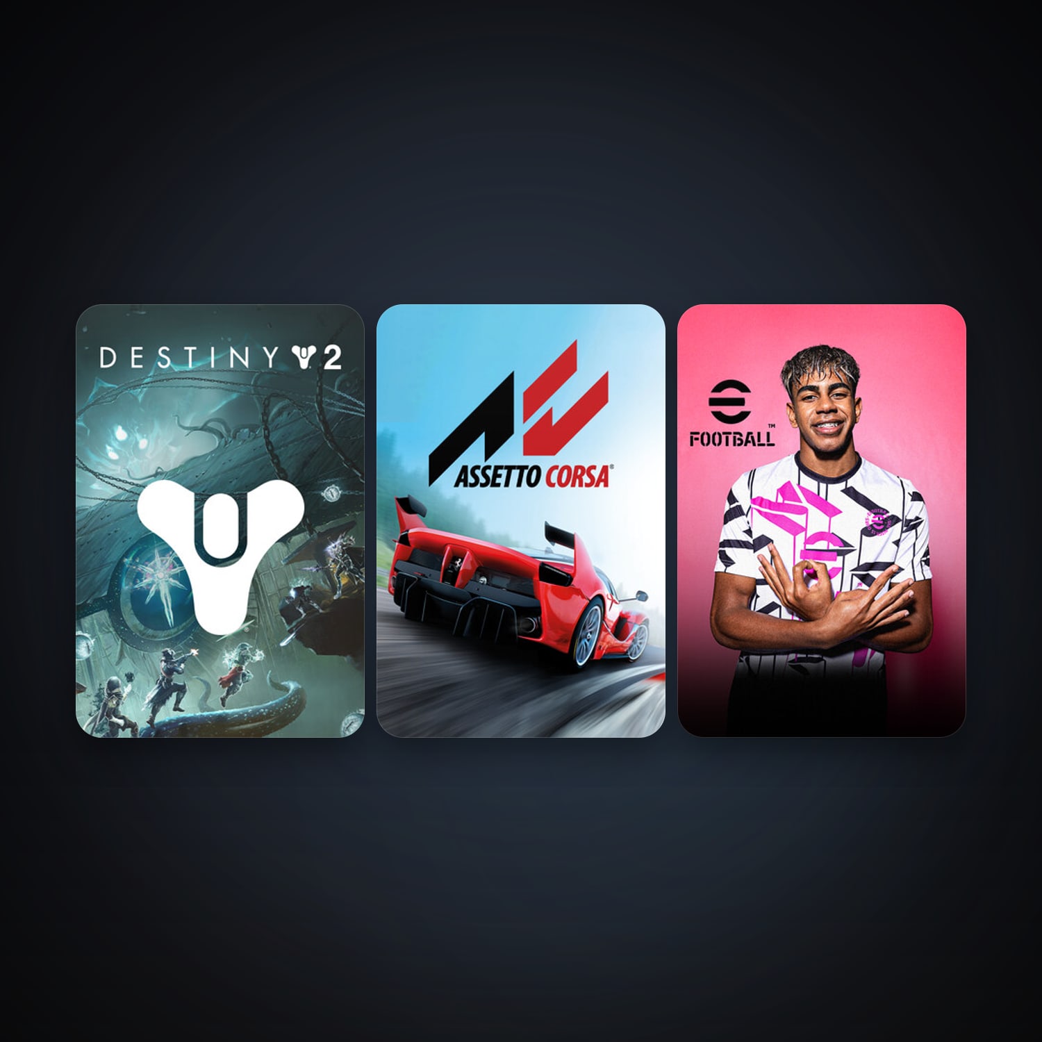 Assetto Corsa + Destiny 2, 6 games, clean — HabibiAccounts