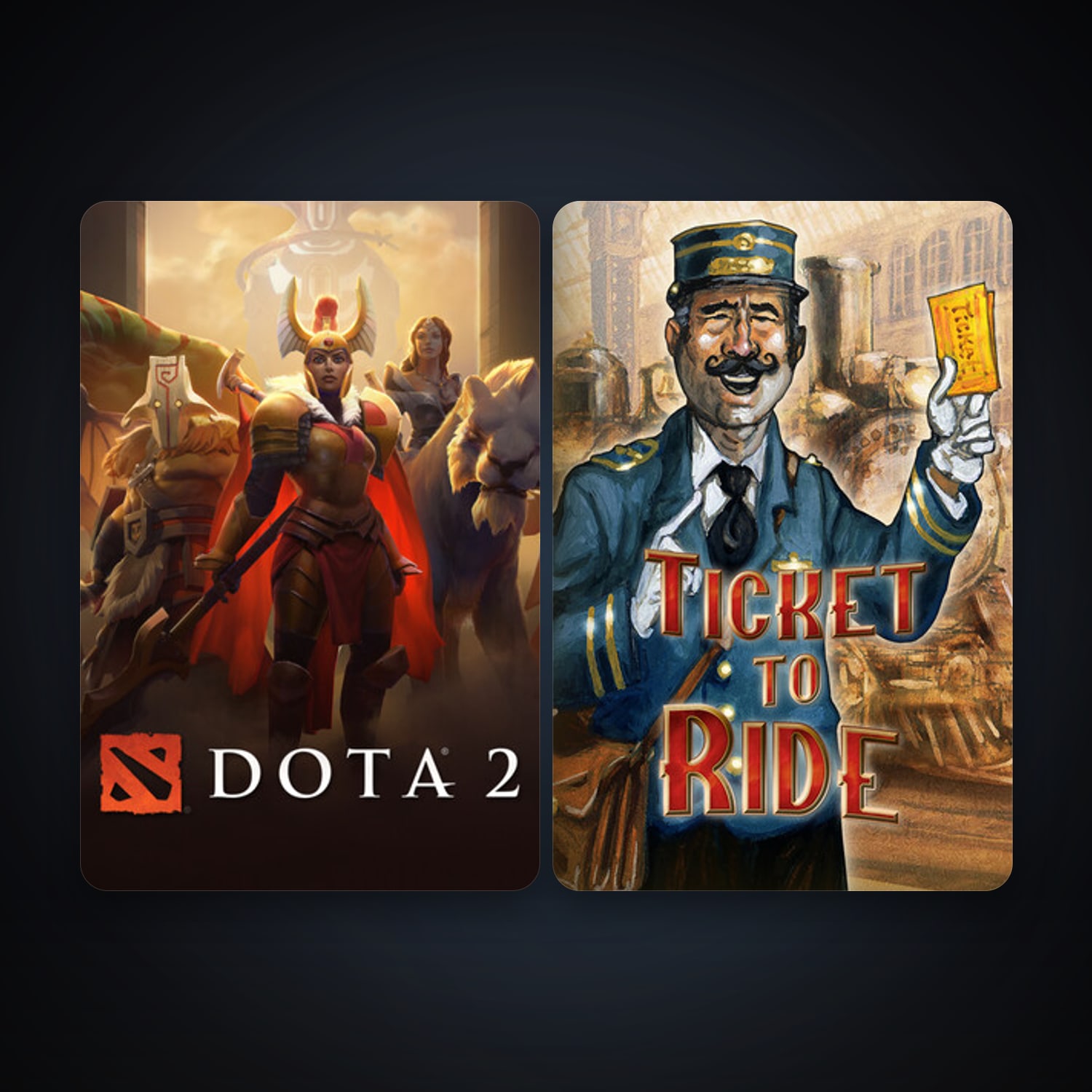 Dota 2 + Ticket to Ride, 2 games, clean — HabibiAccounts