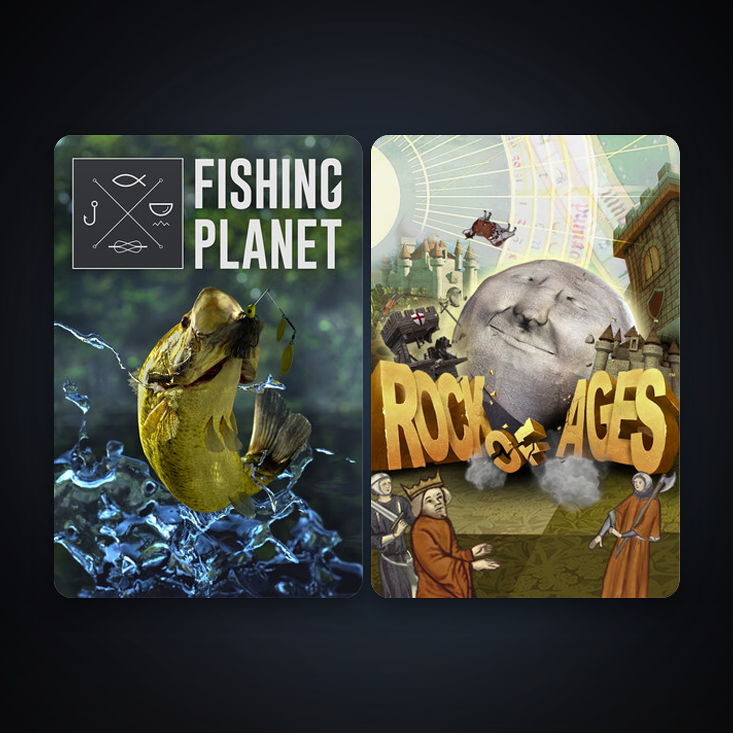 Rock of Ages + Fishing Planet, 4 games, clean — HabibiAccounts