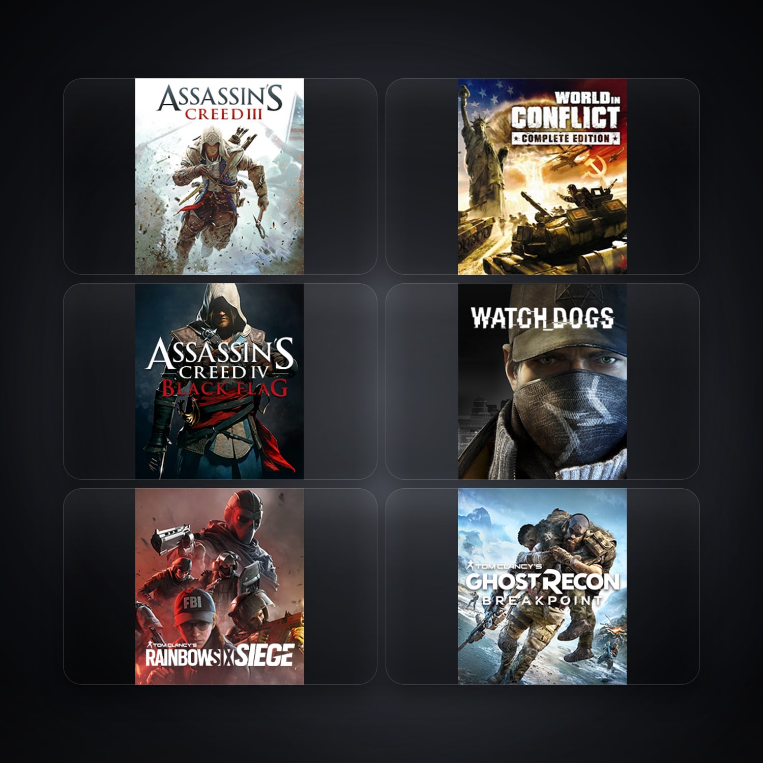 Assassin's Creed III & World In Conflict | 6 Games — HabibiAccounts