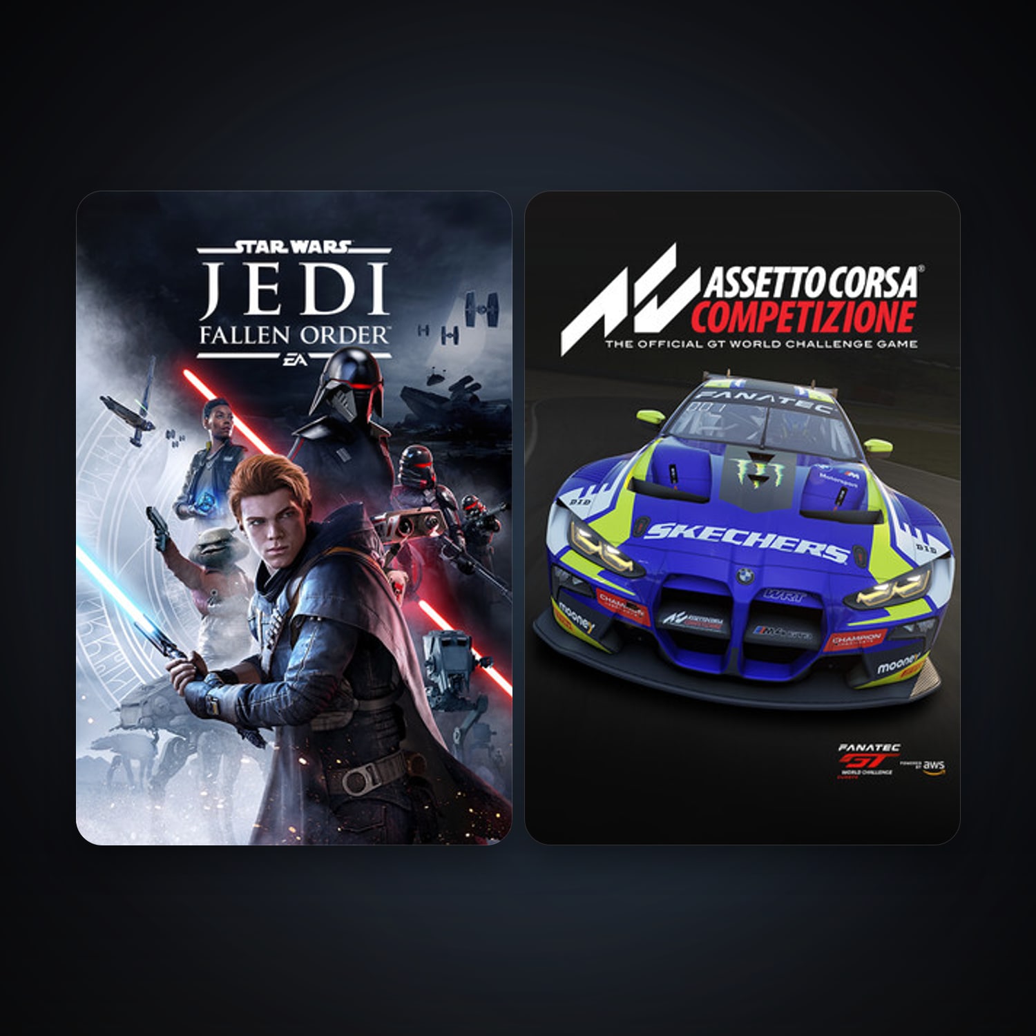 Assetto Corsa Competizione + STAR WARS Jedi: Fallen Order, 3 games, clean — HabibiAccounts