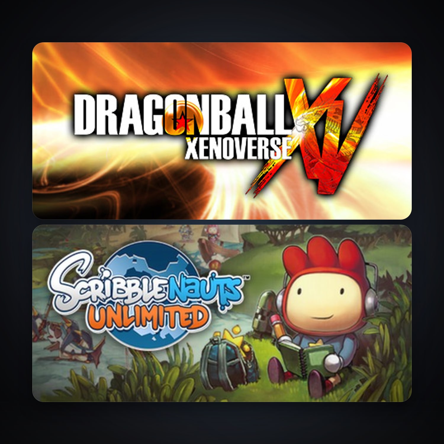 Scribblenauts Unlimited + DRAGON BALL XENOVERSE, 2 games, clean — HabibiAccounts