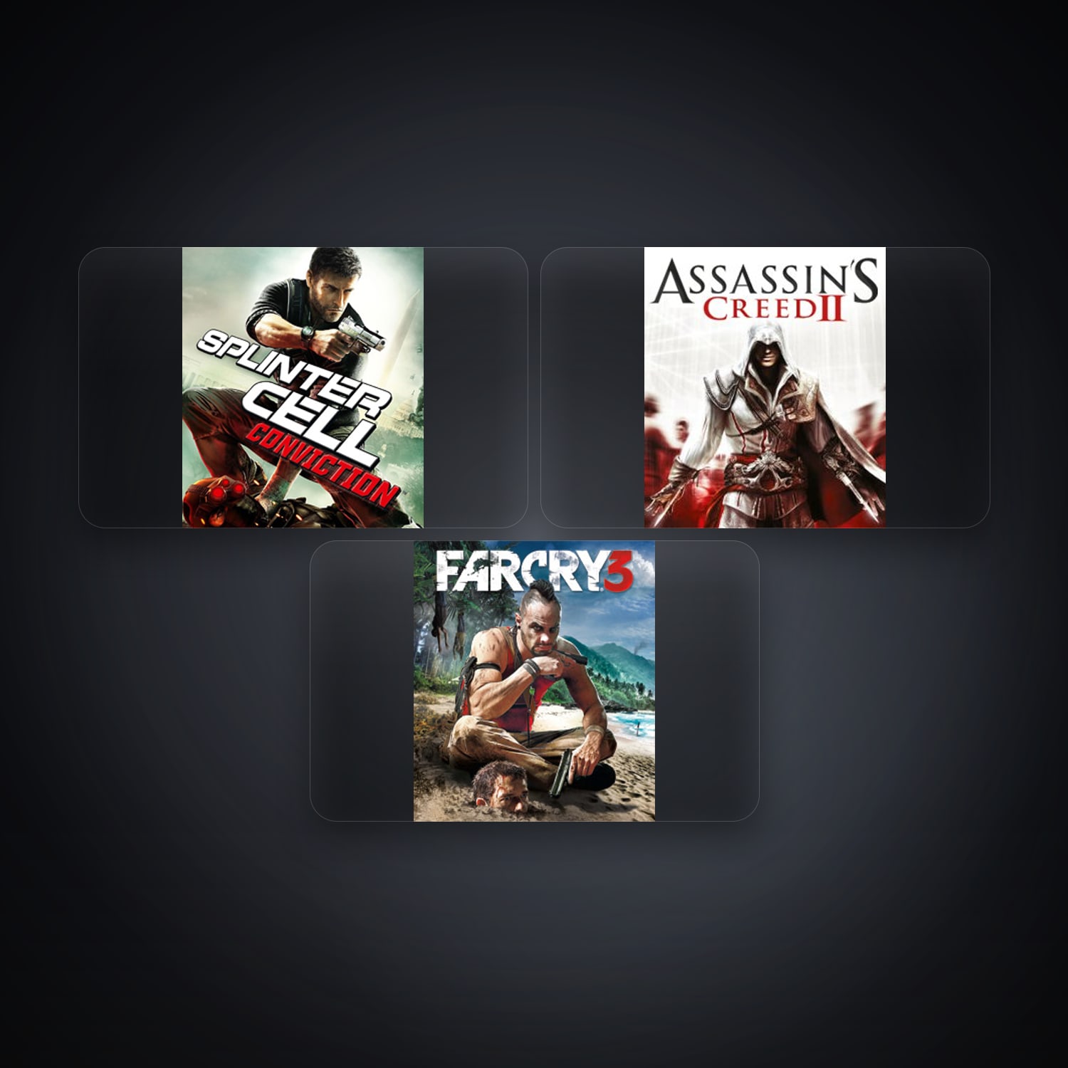 Ubisoft Tom Clancy's Splinter Cell Conviction + Assassin's Creed II — AR — 3 games — HabibiAccounts