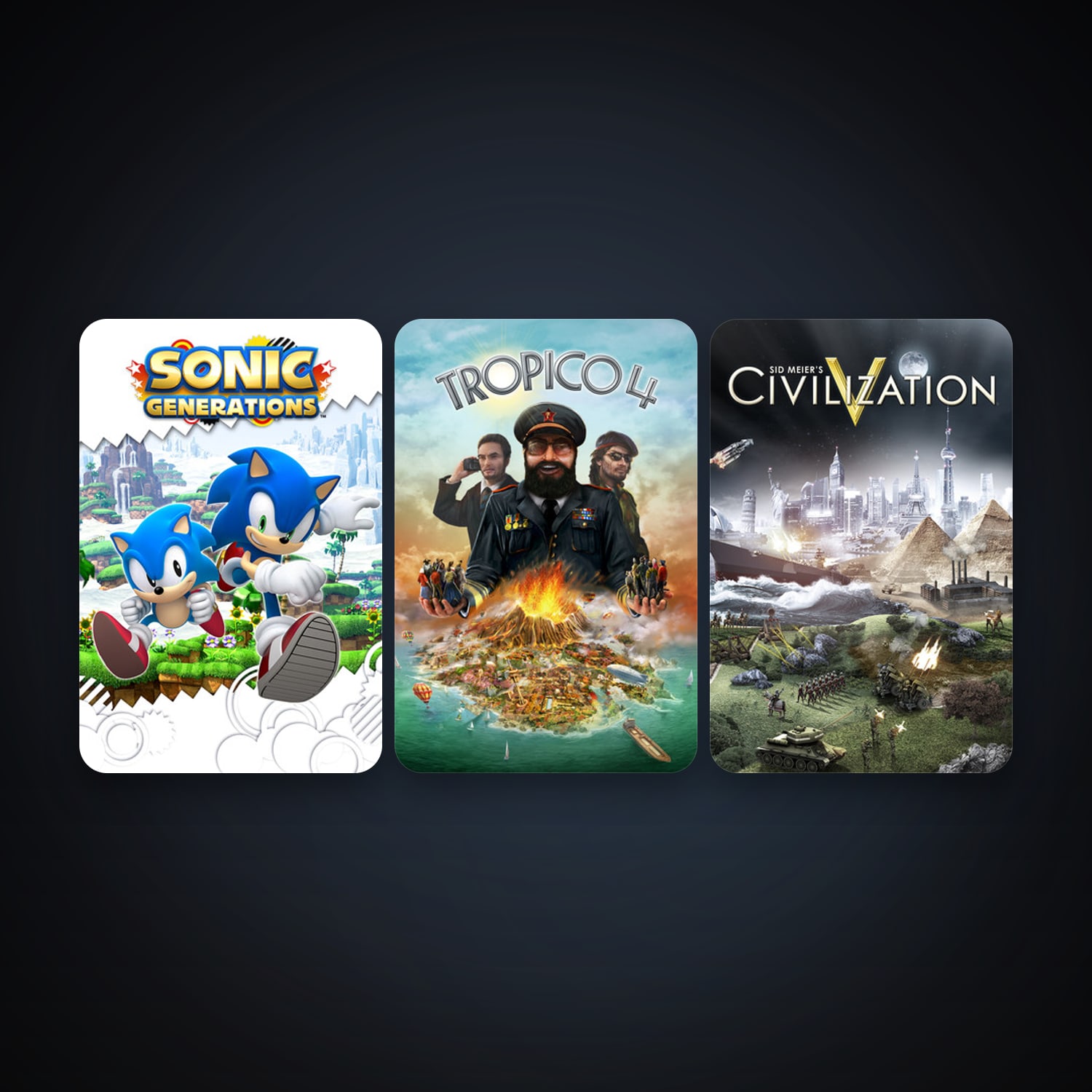 Sid Meier's Civilization V + Tropico 4, 3 games, clean — HabibiAccounts