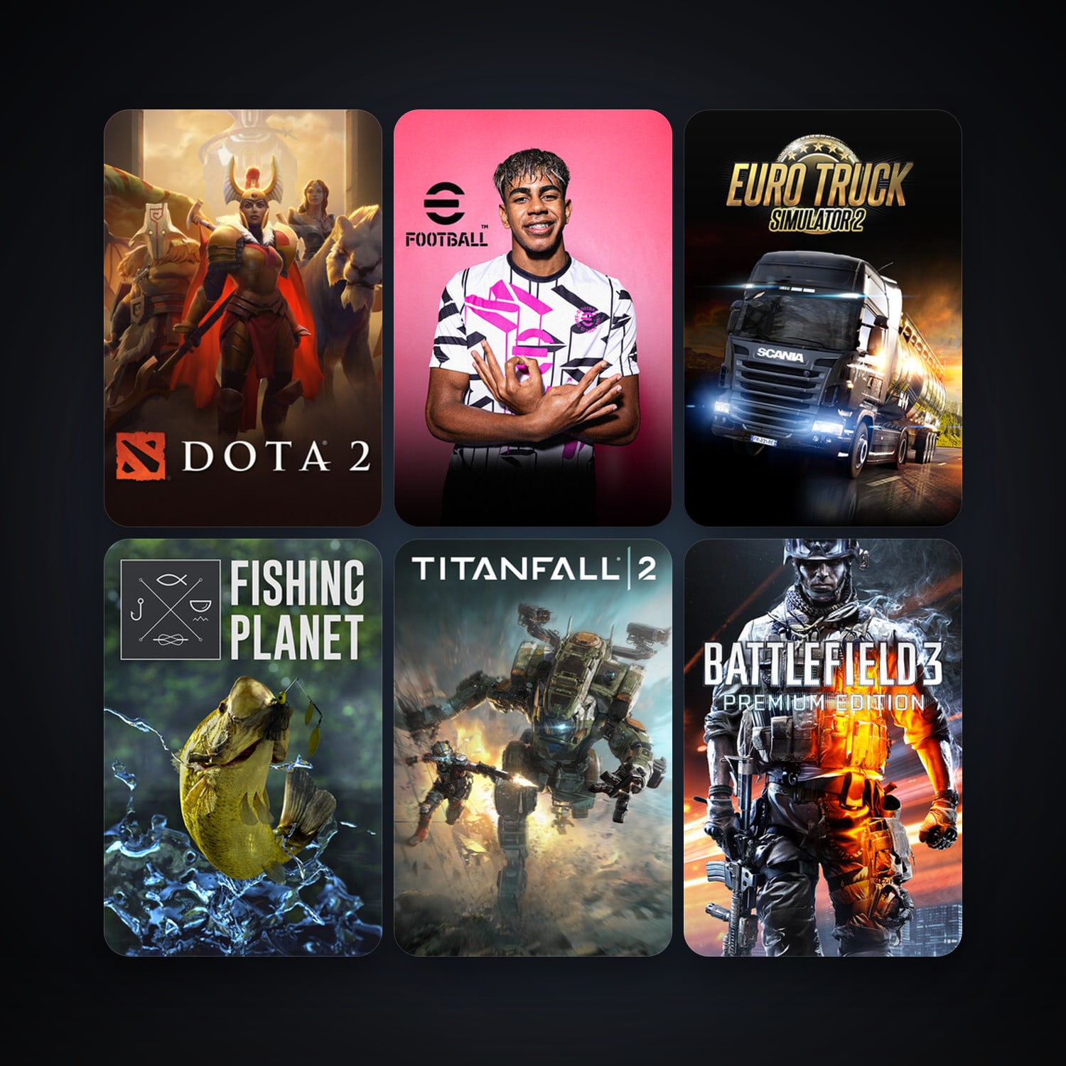 Dota 2 + Euro Truck Simulator 2, 16 games, clean — HabibiAccounts