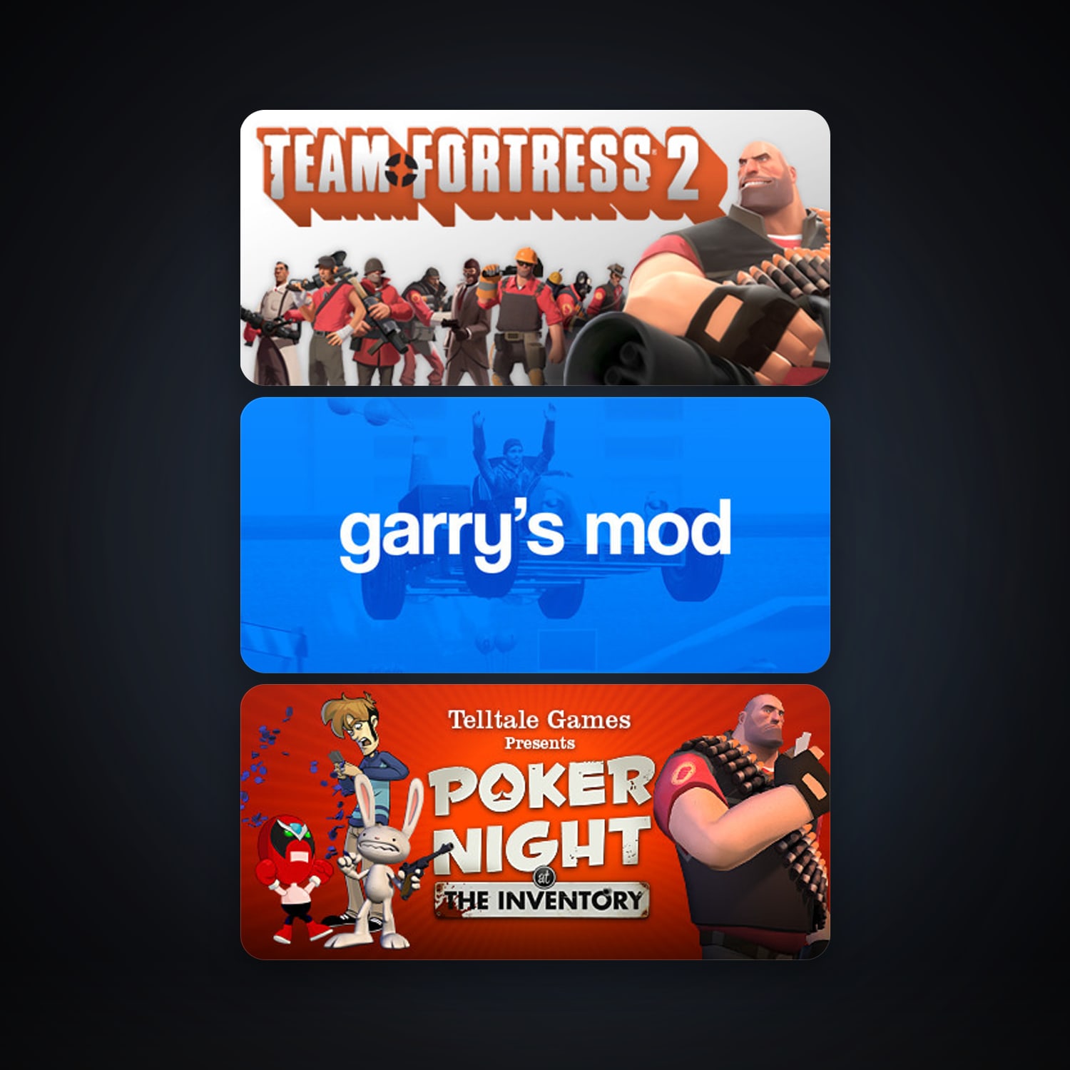 Team Fortress 2 + Garry's Mod, 3 games, clean — HabibiAccounts
