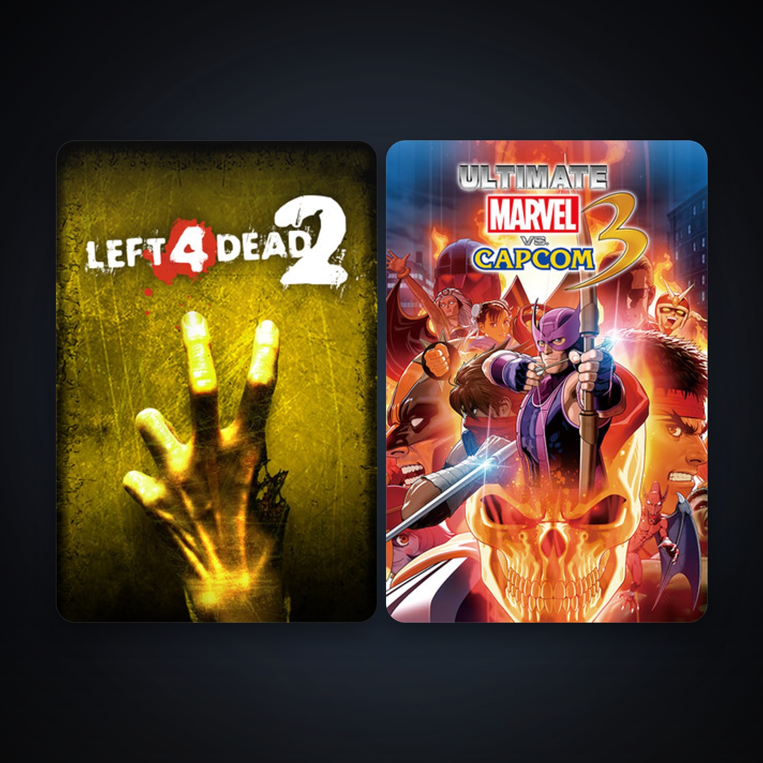 Left 4 Dead 2 + ULTIMATE MARVEL VS. CAPCOM 3, 2 games, clean — HabibiAccounts