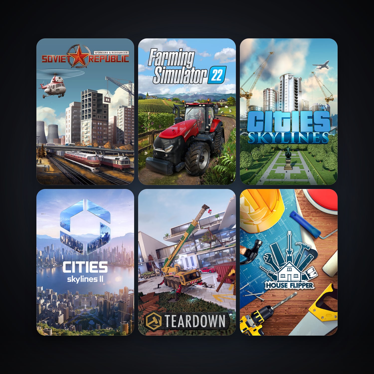 Cities: Skylines + House Flipper, 12 games, clean — HabibiAccounts