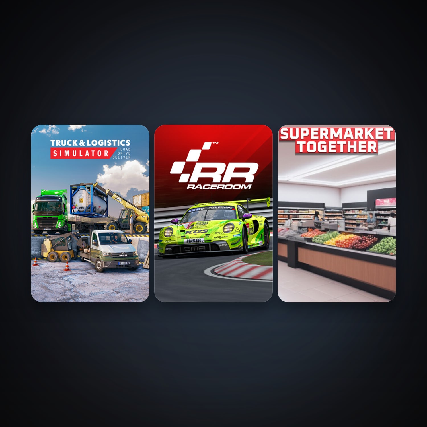RaceRoom Racing Experience + Truck and Logistics Simulator, 11 games, clean — HabibiAccounts
