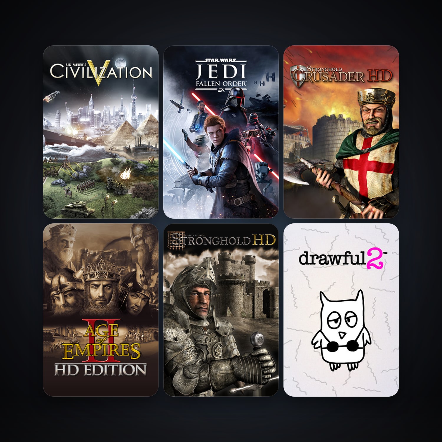 Sid Meier's Civilization V + Stronghold HD, 10 games, clean — HabibiAccounts