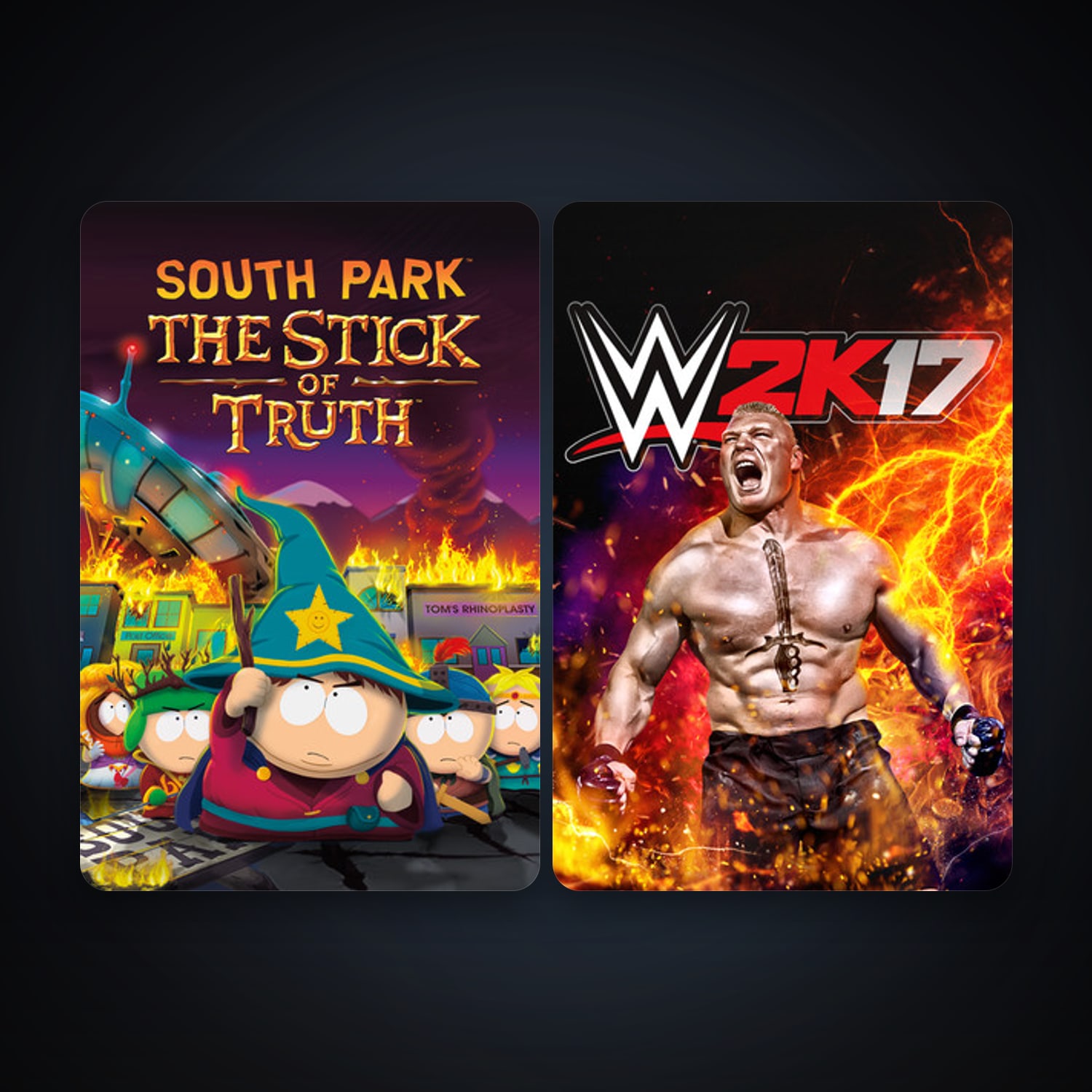 South Park: The Stick of Truth + WWE 2K17, 2 games, clean — HabibiAccounts
